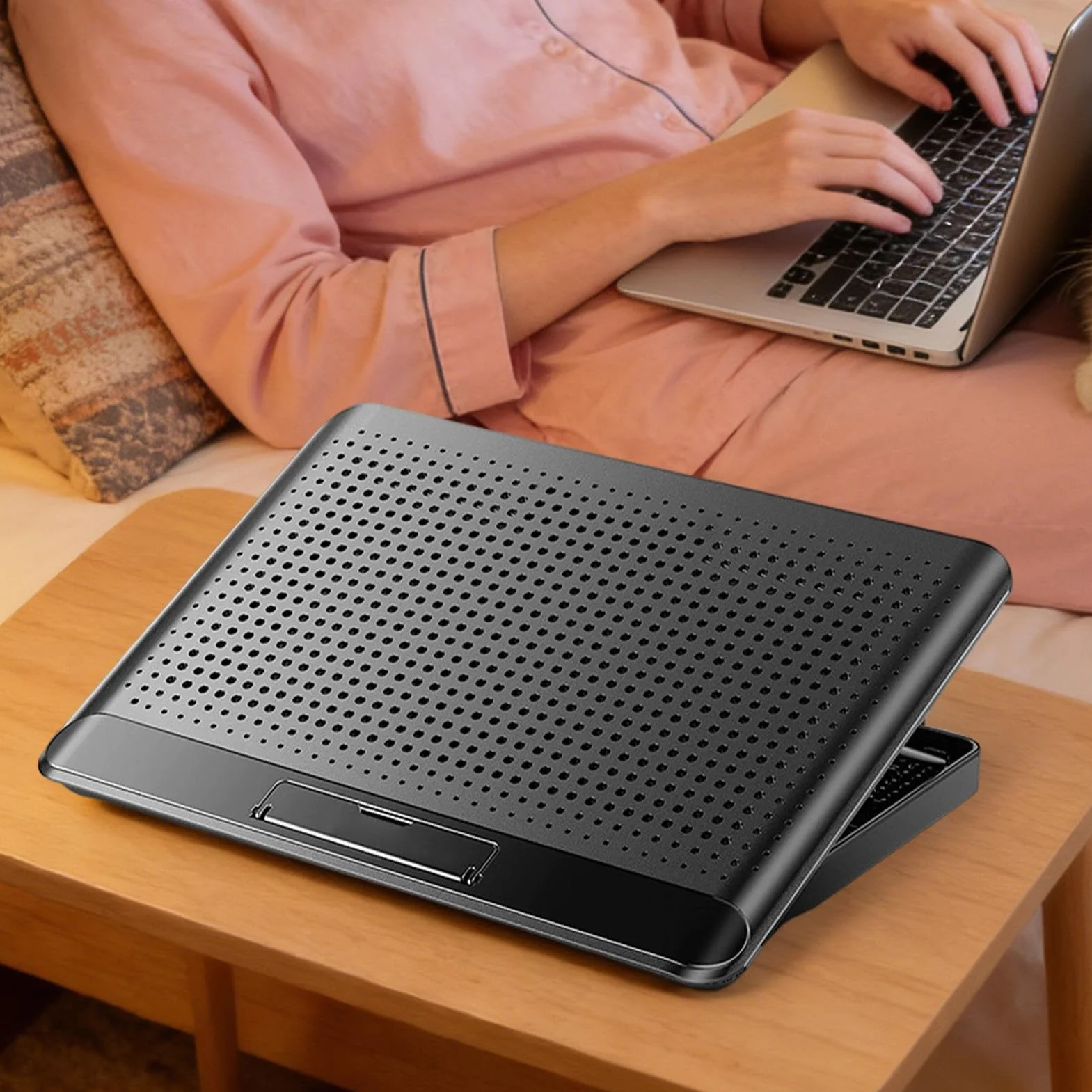 Podkładka Chłodząca Do Laptopa Regulowana Cicha Podstawka Chłodząca | Cichy do Laptopa ze Stopu Aluminium z Wentylatorem Do Klawiatury, Telefonu, Tableta, Domu, Miejsca Pracy I Mieszkania