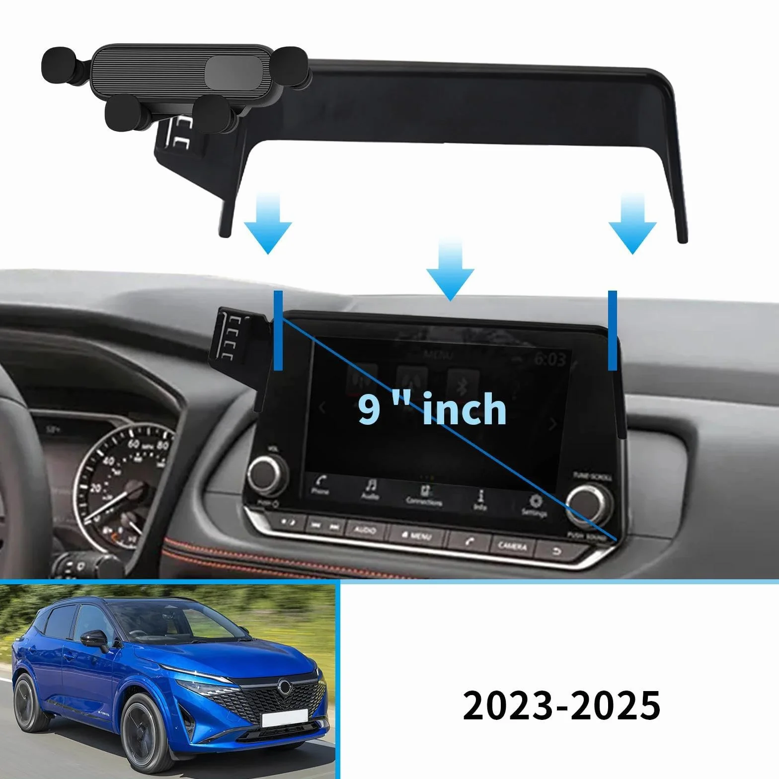 Uchwyt Samochodowy na Telefon dla Nissan Qashqai 2023-2025, uchwyt samochodowy na telefon komórkowy, ekran, stała podstawa, stojak na nawigację GPS (podstawa i uchwyt 8)