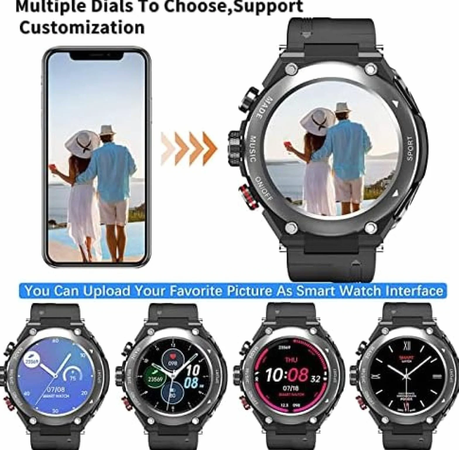 Inteligentny Zegarek 2 W 1 Z Wkładkami Dousznymi, Inteligentny Zegarek Z Wbudowanym Głośnikiem Dousznym Bluetooth, Zegarek Z Trackerem Fitness, Głośnik, Nagrywanie, Termometr Do Ciała,Srebro,Const