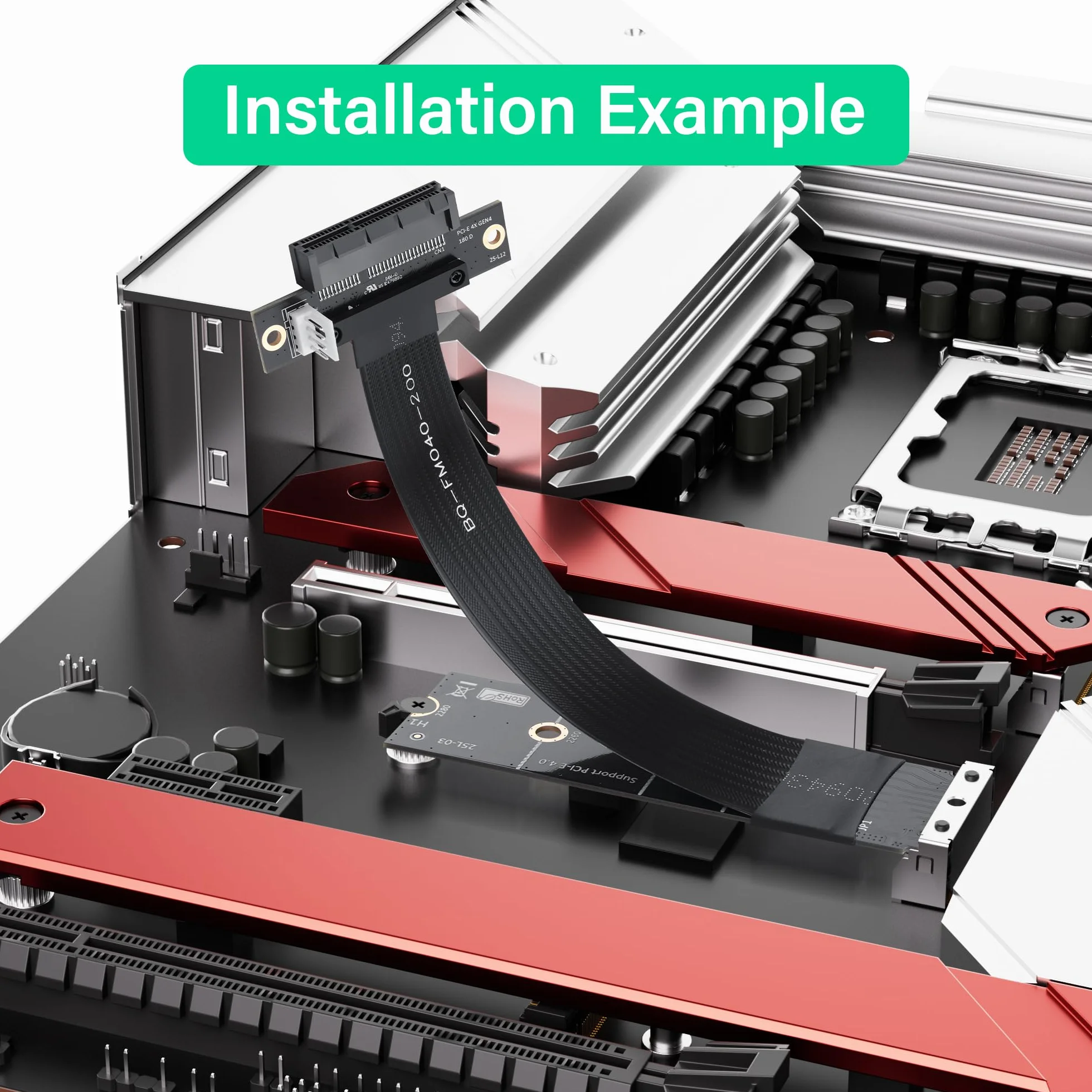 SinLoon M.2 M-Key PCI-E4.0 2280 NGFF do PCIe X4 przedłużacz M2 do PCI-E 4X żeński kabel riser do M2 2230 (M.2 180 stopni)