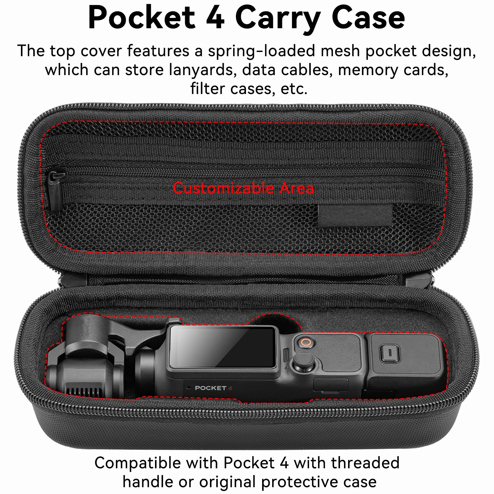 Osmo Pocket 4 Etui Transportowe Przenośna Twarda Torba Podróżna z PU Shell Ochronna Obudowa do DJI Osmo Pocket 4 Creator Combo Kamery z Paskiem na Ramię