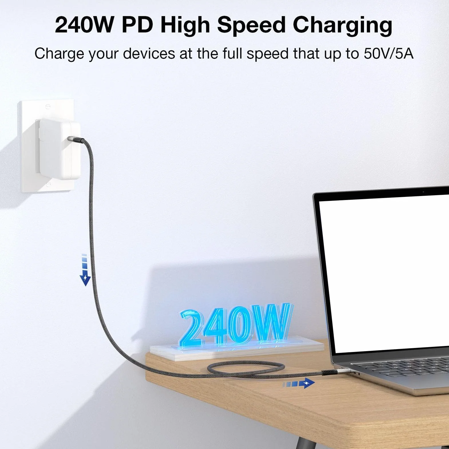Przewód USB C na USB C PD 3.1 240W 4K 60Hz 0,5m