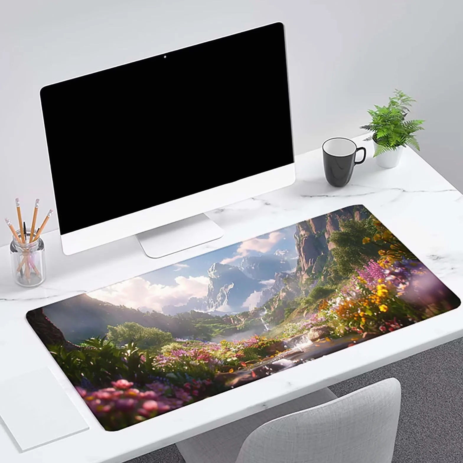 Mountain gamingowa podkładka pod mysz, zielona, XL, 152 x 81 x 0,3 cm, wodoodporna, antypoślizgowa, akcesoria biurowe, podkładka pod mysz, zszyte krawędzie, podkładka pod mysz, do gier biurowych,