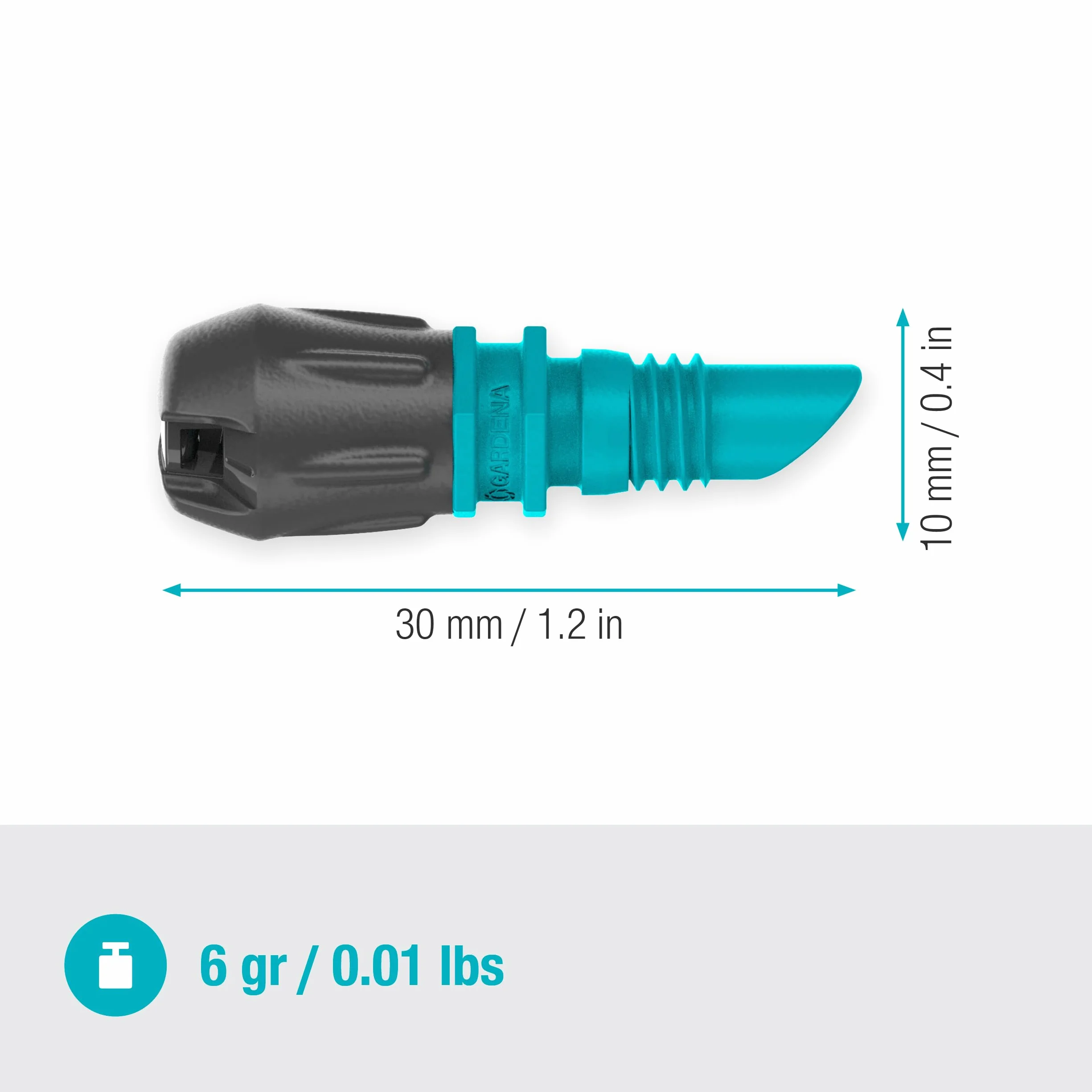 Gardena system Micro-Drip dysza pasmowa: Dysza rozpylająca do systemu nawadniania, do wąskich podłużnych powierzchni maks. 0,6 x 5,5 m, prosta technika połączeniowa (13319-20)