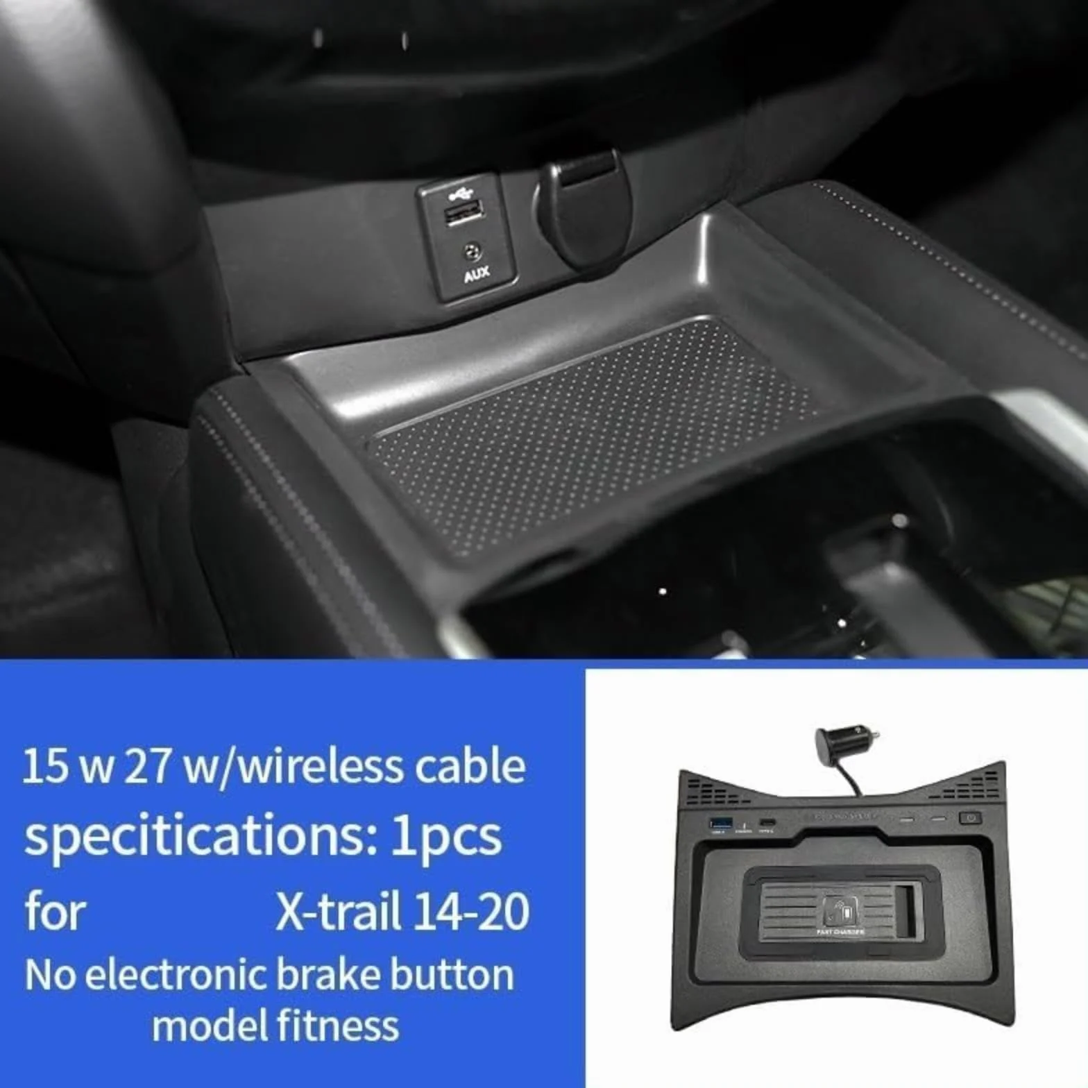 dla Nissan, X Szlak 2014-2022 15W samochód Qi Wireless Charging Phone Ładowarka szybko uchwyt Plate Panel Bezprzewodowa ładowarka samochodowa do telefonu (For X Trail 14 20)