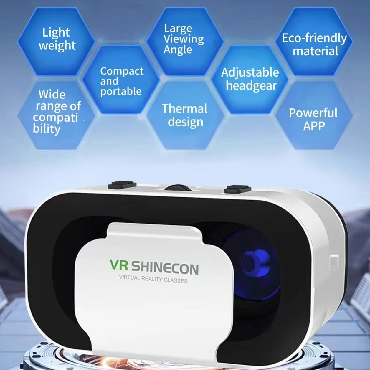 Zestaw słuchawkowy do wirtualnej rzeczywistości okulary VR kompatybilne z iPhone'em i systemem Android, regulowany zestaw słuchawkowy 3D VR do telefonu od 4,7 do 6,5 cala, z kontrolerem do filmów i