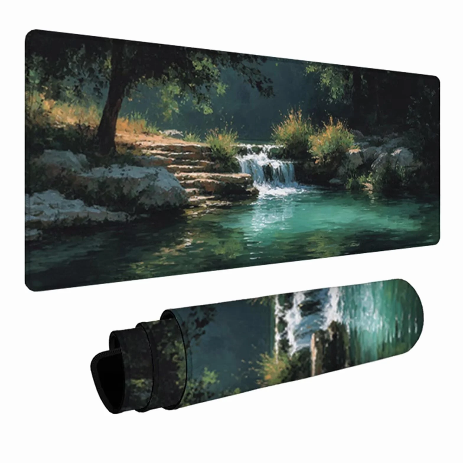Podkładka pod mysz do gier z krajobrazem 1600 x 800 x 3 mm, XXL podkładka na biurko z antypoślizgową gumową podstawą, podkładka pod mysz z szytymi krawędziami, akcesoria do gier, dla PC M-3123