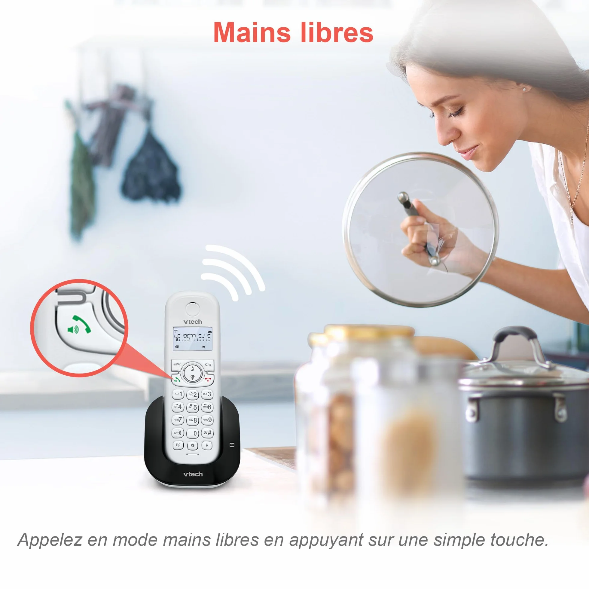 VTech CS1551 Bezprzewodowy telefon DECT z 2 słuchawkami z ładowarką, automatyczną sekretarką, blokadą połączeń, identyfikatorem dzwoniącym/połączenia oczekującego, głośnikiem, podświetlanym ekranem i
