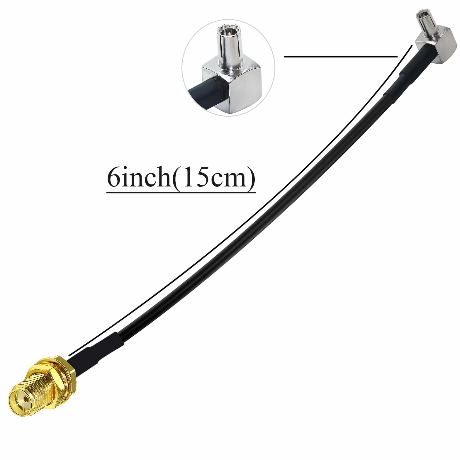 Kabel SMA do TS9 RG174 kąt prosty 15 cm 2 sztuki do anteny 2G 3G 4G LTE UMTS