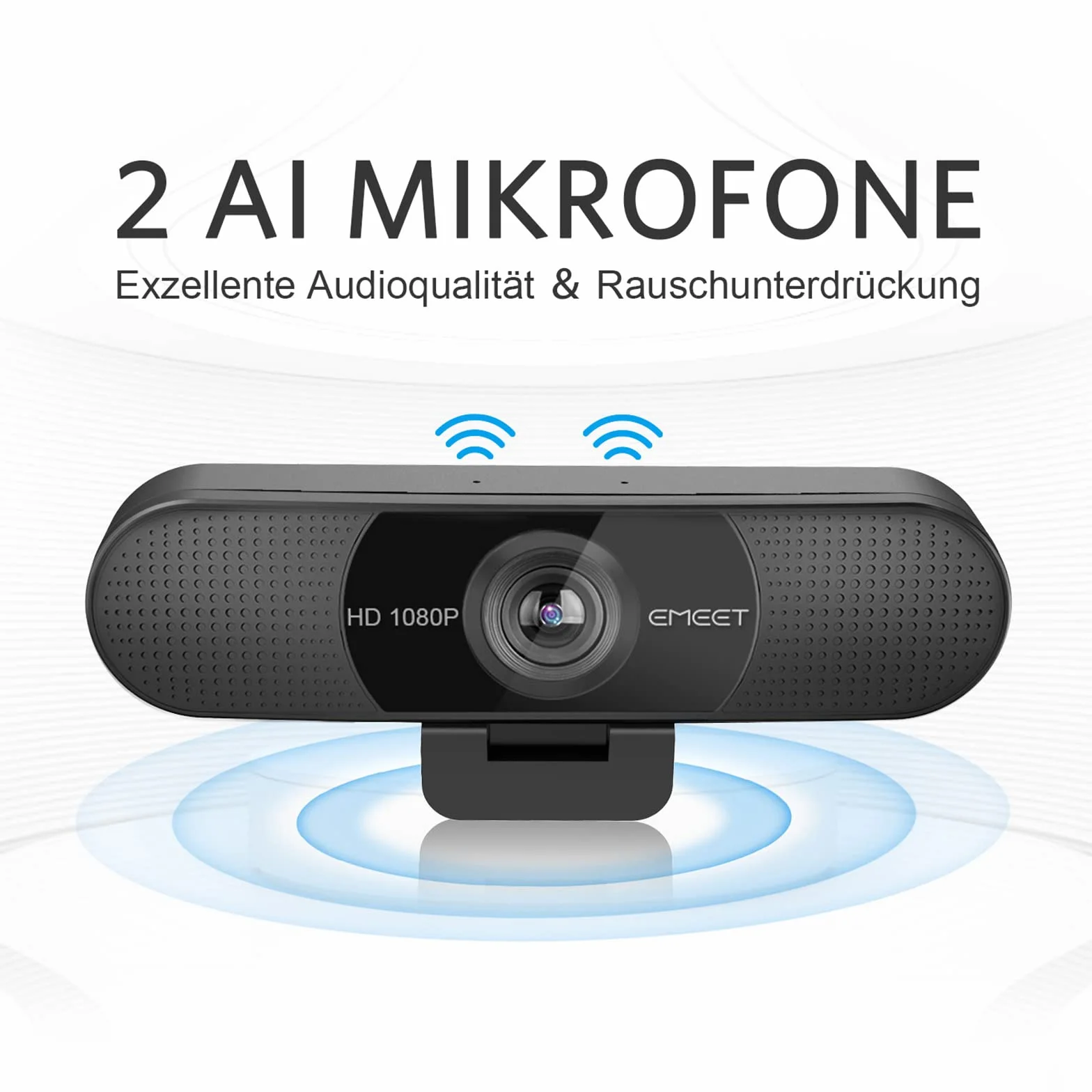 eMeet Webcam 1080P- Kamera internetowa C960 Full HD z podwójnym mikrofonem, regulowane ustawienia, szeroki kąt 90° z automatyczną korekcją, Plug & Play, kamera strumieniowa do Linuksa, Win10, Mac,