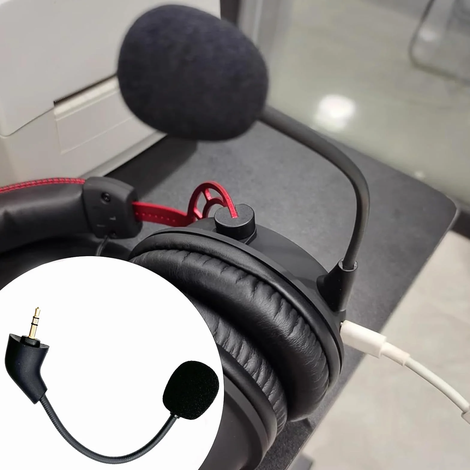 Wymienny mikrofon 3,5 mm Boom for Hyperx Cloud 2, redukcja szumów Micro Gaming kompatybilny z słuchawkami dla HyperX Cloud Alpha, Cloud Core, Cloud Pro, Cloud X, Micro Gaming do PS5, PC