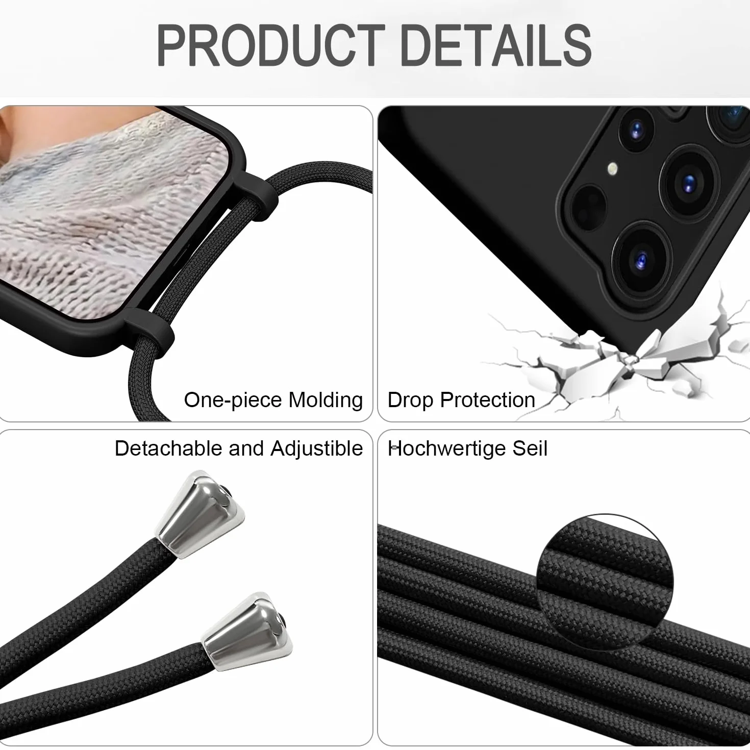 Pasek na telefon komórkowy Samsung Galaxy S24 Ultra, etui z paskiem, złote serce, cienkie, odporne na uderzenia etui ochronne, ze zdejmowanym sznurkiem do zawieszenia, płynne etui na telefon