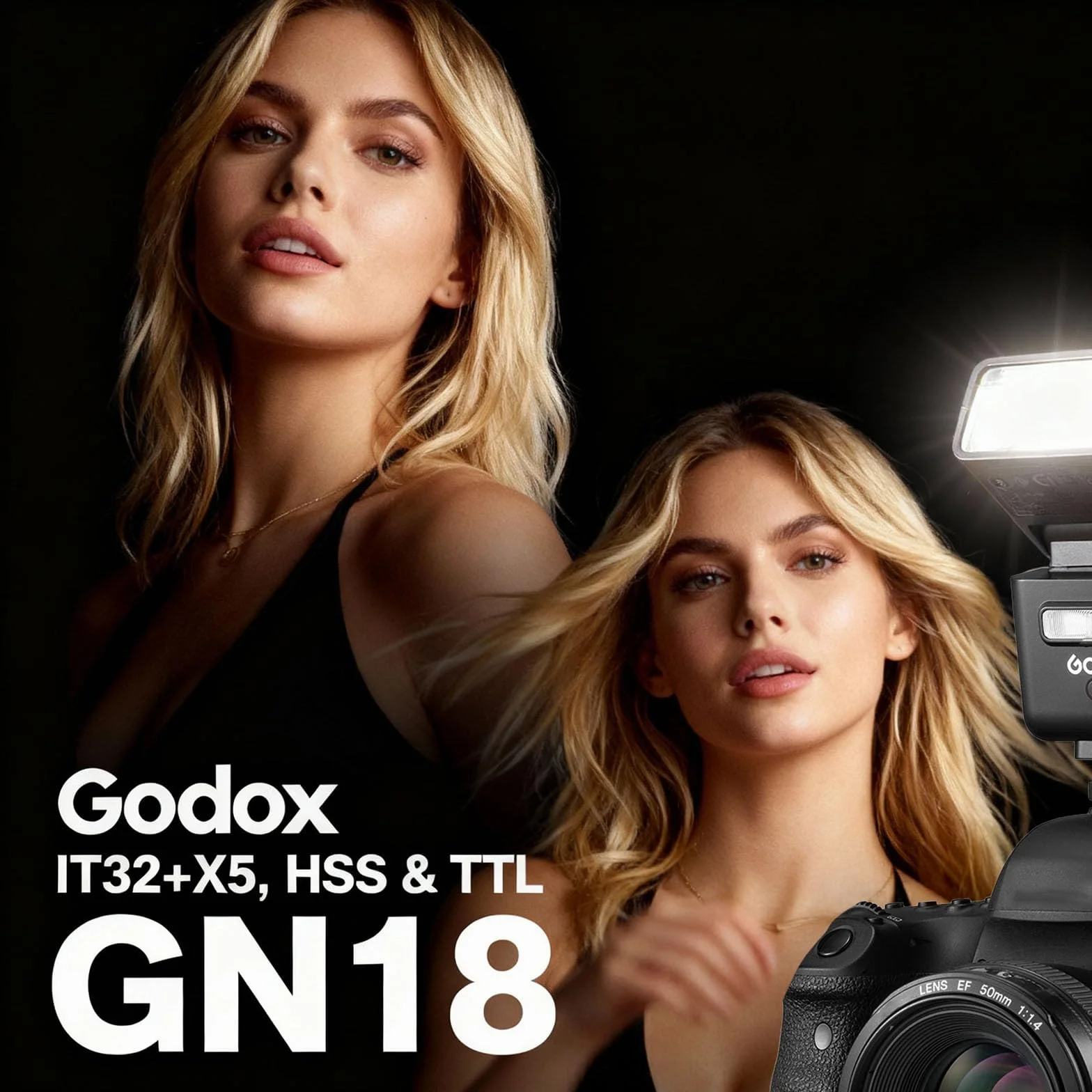 Godox iT32 TTL Mini Lampa Błyskowa z Nadajnikiem X5-F, Bezprzewodowy System 2.4G, HSS 1/8000s, Kompatybilny z Fujifilm X100VI XS20 XT5 XT30 II X-T4 GFX50S XM5
