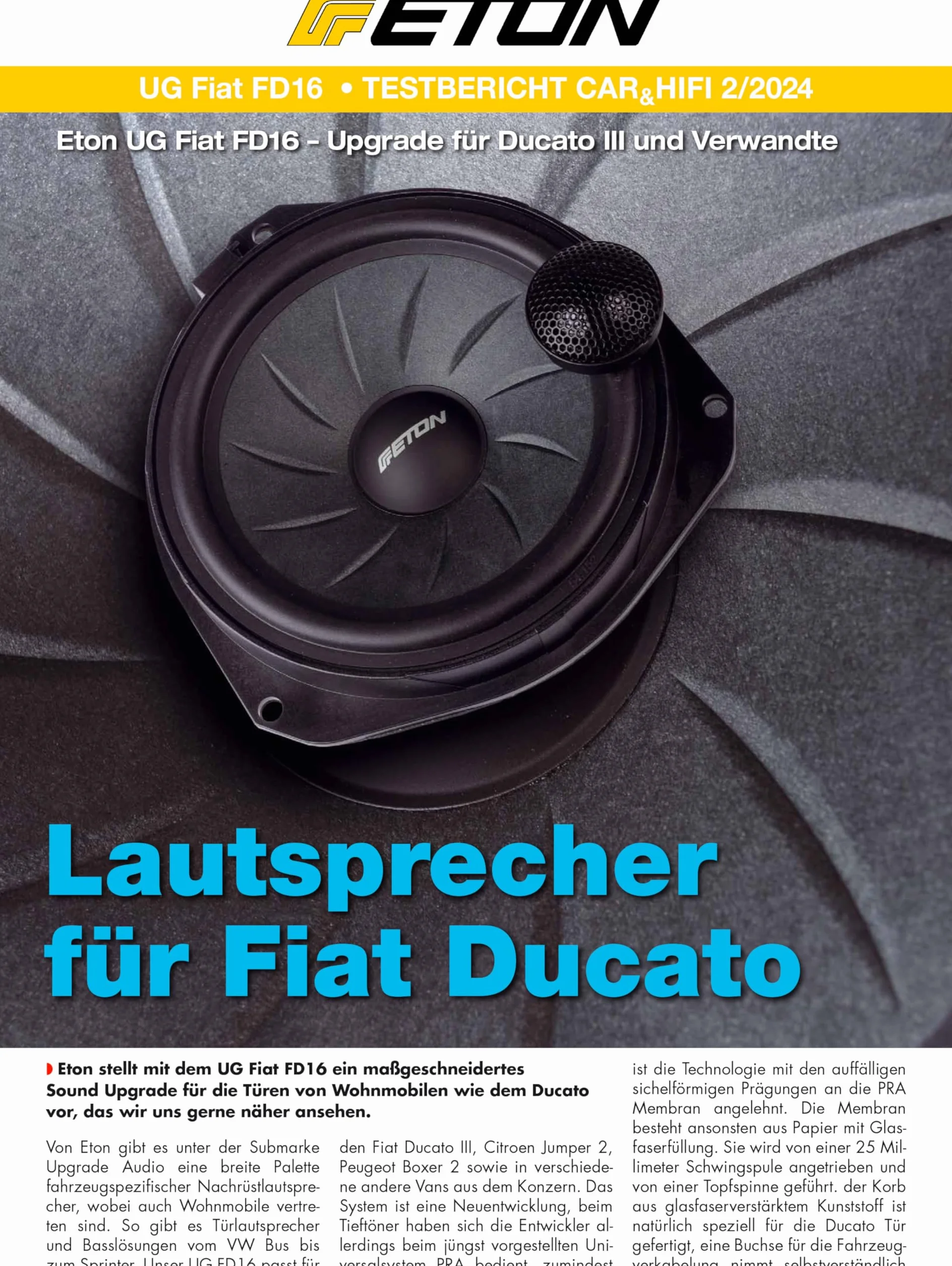 ETON UG Fiat FD16 – 16,5 cm (6,5") system komponentów Plug & Play, dokładnie dopasowany system głośników kompatybilny z FIAT Ducato