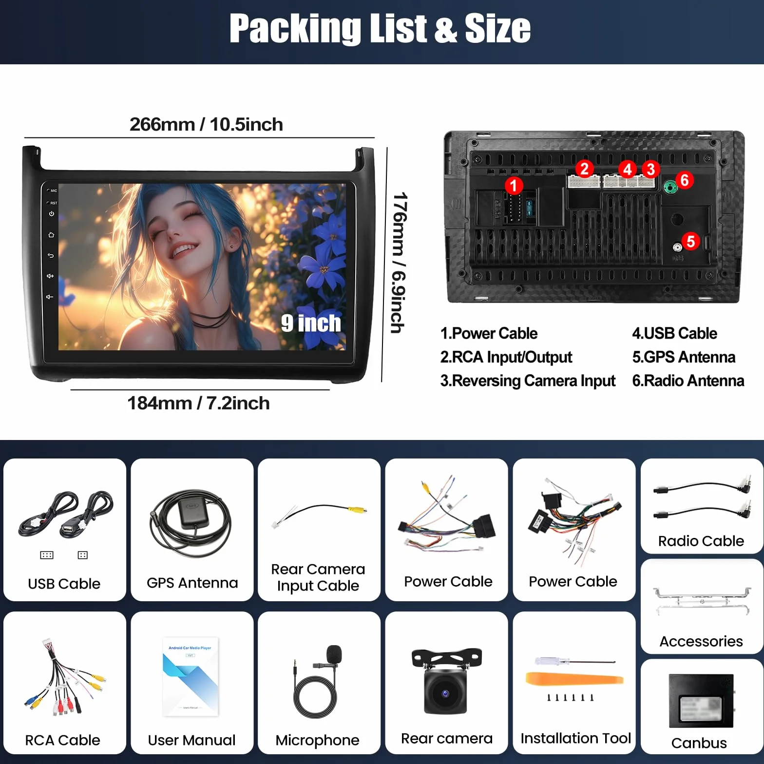 CAMECHO 4+64G 9 cali Android 15 radio samochodowe