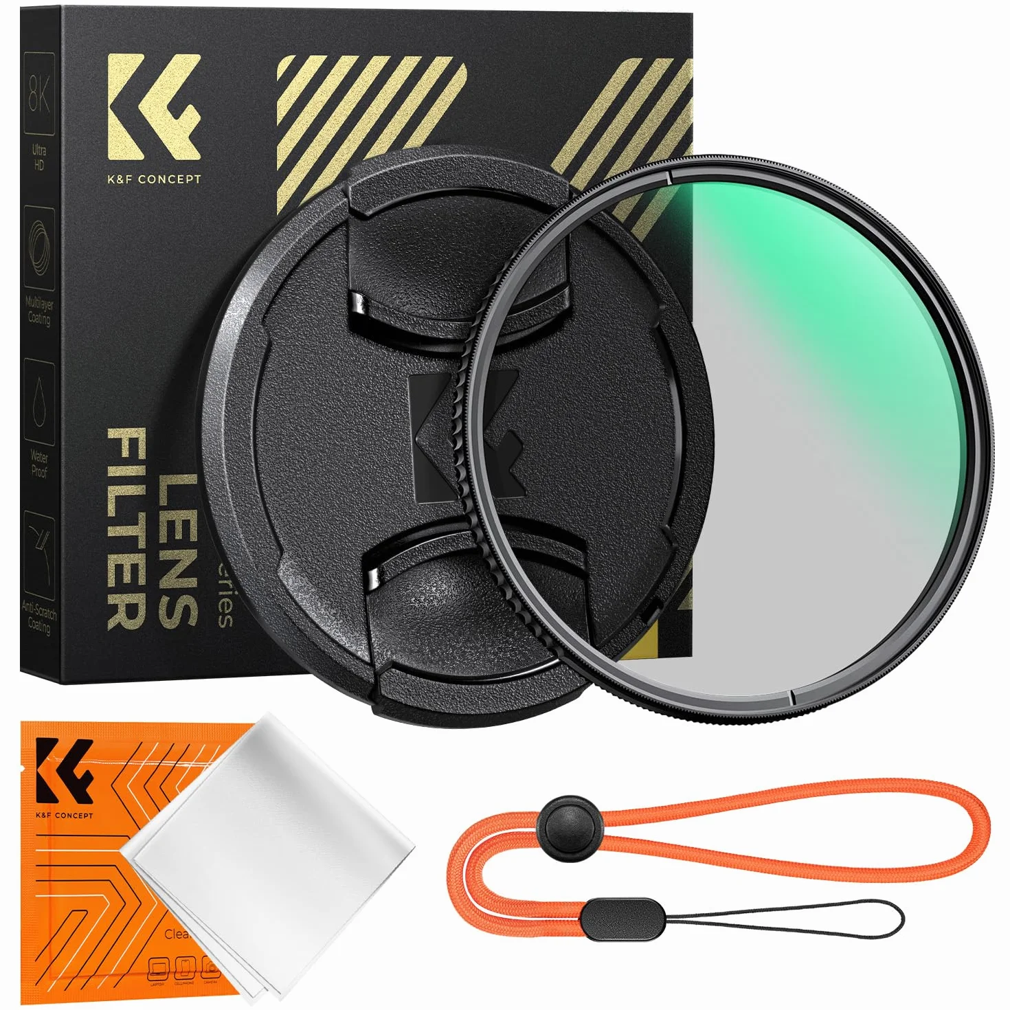 K&F CONCEPT Filtr polaryzacyjny 58 mm, okrągły filtr polaryzacyjny CPL, 28-warstwowy super cienki filtr polaryzacyjny, wielowarstwowy, spolaryzowany filtr MRC z osłoną obiektywu (seria Nano-X)