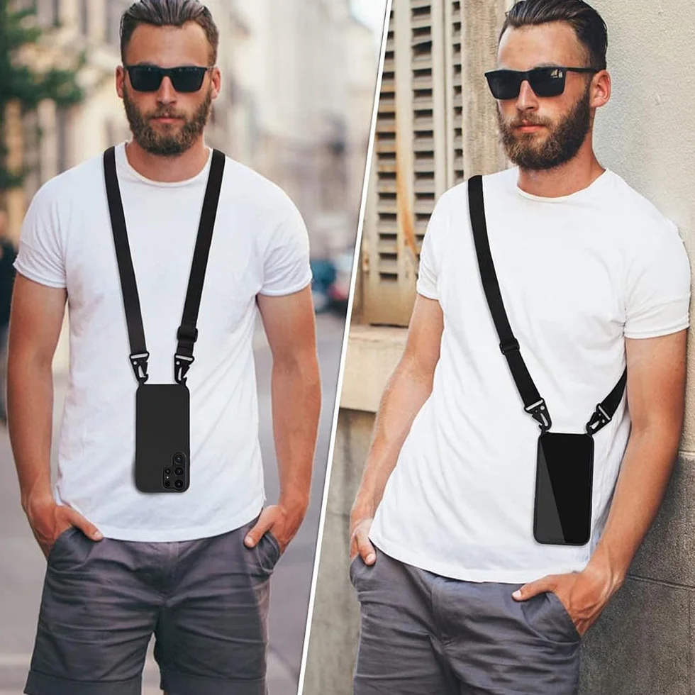 CaseLover Etui ze sznurkiem do Samsung Galaxy S26 Ultra, etui na telefon komórkowy z silikonową liną z 2 sztukami ochraniaczy ekranu z regulowanym łańcuszkiem na telefon, czarne