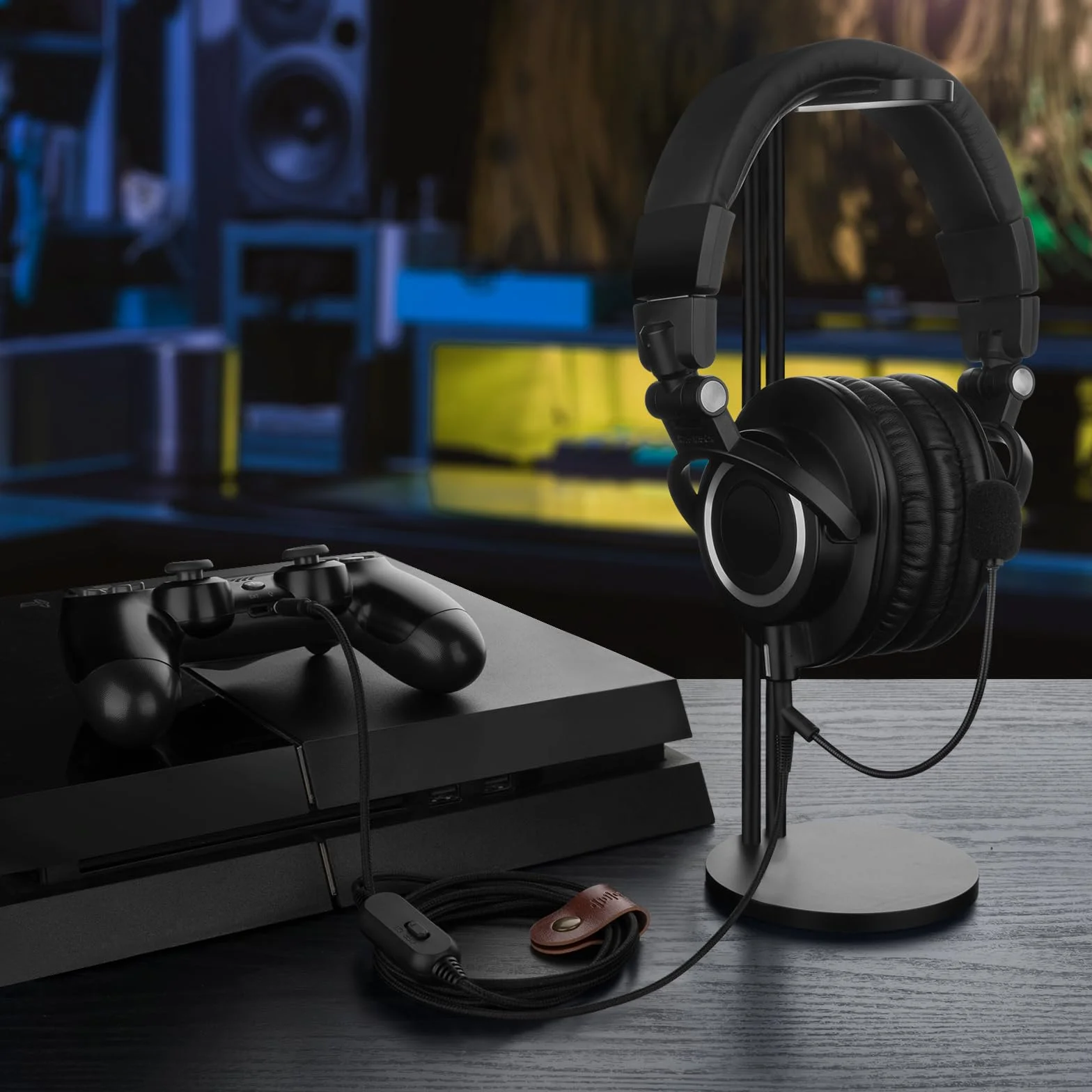 Geekria kabel do słuchawek z mikrofonem typu boom kompatybilny z ATH-M70x/M50x/M40x, wtyk 2,5 mm, nylonowy pleciony zamiennik z mikrofonem boom i sterowaniem głośność/cisza (5,6 ft)
