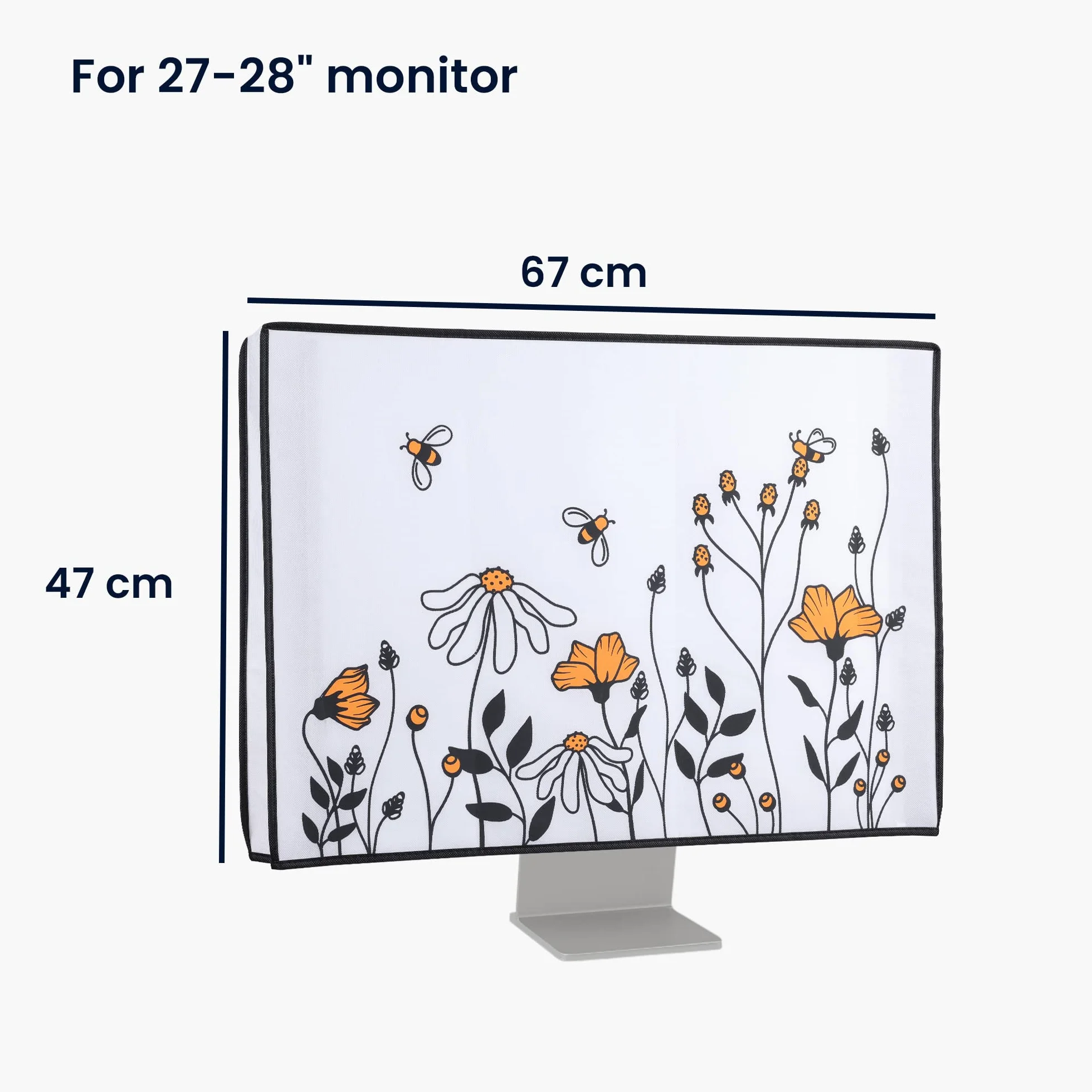 kwmobile Pokrowiec na ekran komputera kompatybilny z monitorem 27-28" - Osłona ekranu PC - Czarny-Pomarańczowo-Biały