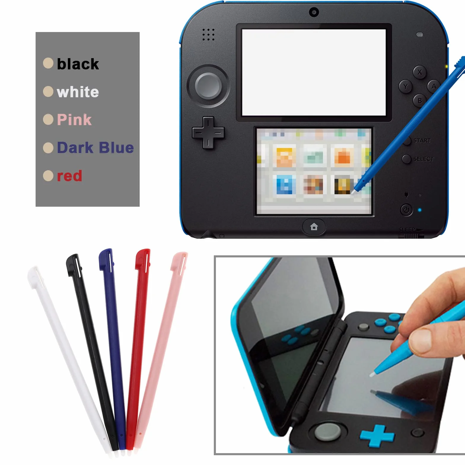 SG Store 10 szt. zamiennik rysika dotykowego kompatybilny z Nintendo 2DS końcówka długopisu konsola do gier rysik plastikowe akcesoria do konsoli do gier 95 mm