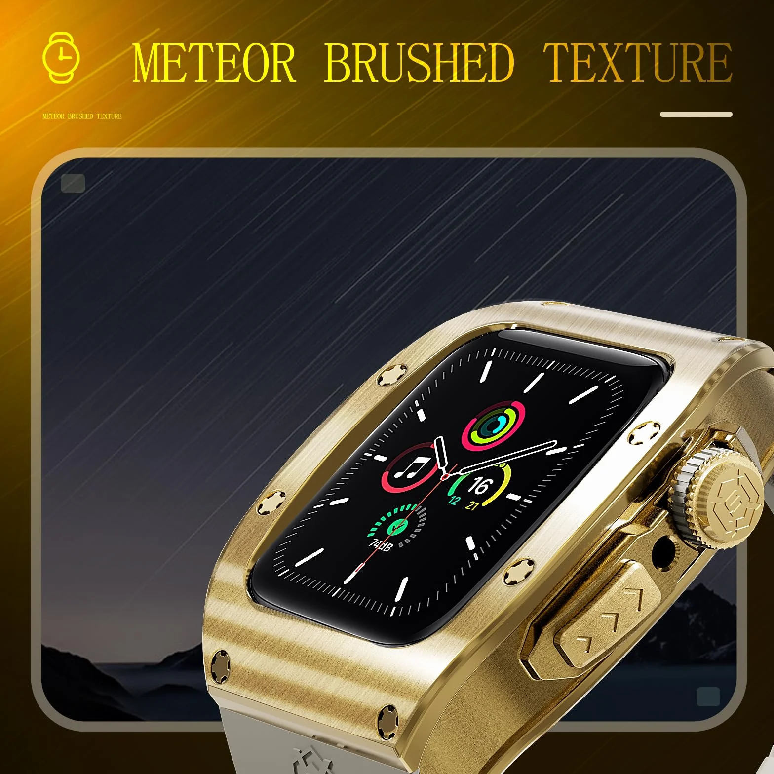 Shellbox kompatybilny z Apple Watch Series 8 7 45 mm / Series 6 SE 5 4 44 mm, ochronny wytrzymały metalowy zderzak ze stali nierdzewnej z paskiem i twardą osłoną ekranu, wytrzymały wojskowy pokrowiec