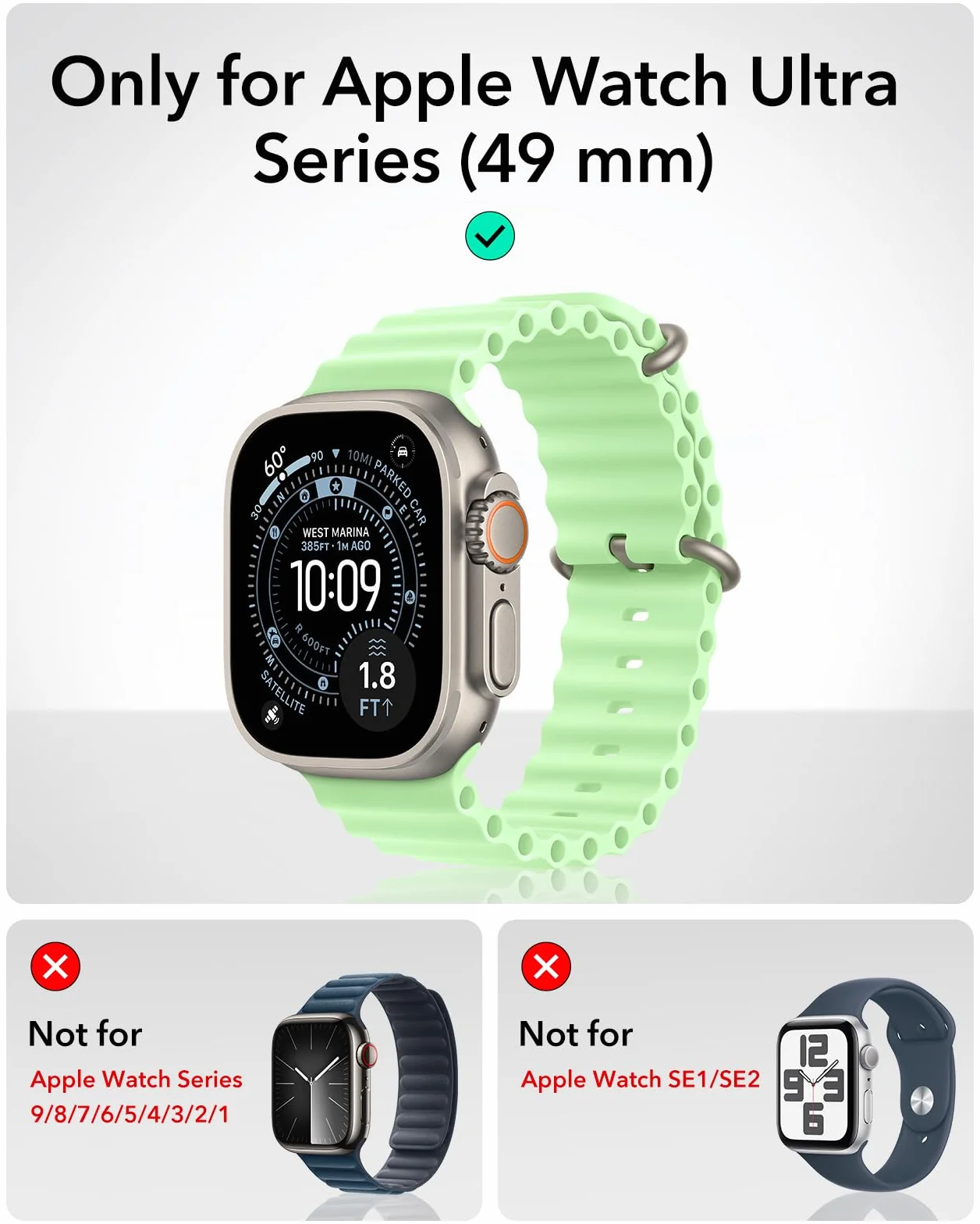 ESR Pokrowiec ochronny na Apple Watch Ultra 49 mm (2025/2024/2023/2022), ochrona wojskowa, stopoletni z 2 ochranicznikami ze szkła pancernego, pozostaje oryginalna