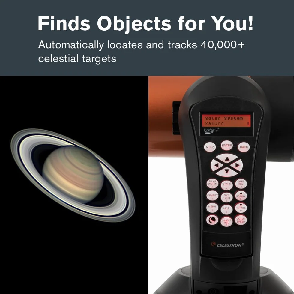 Celestron 11069 NexStar 8SE - Sterowany komputerowo teleskop Schmidta-Cassegraina Celestron NexStar 8SE z w pelni zautomatyzowanym mocowaniem, technologia SkyAlign i powloka XLT, czarny/pomaranczowy