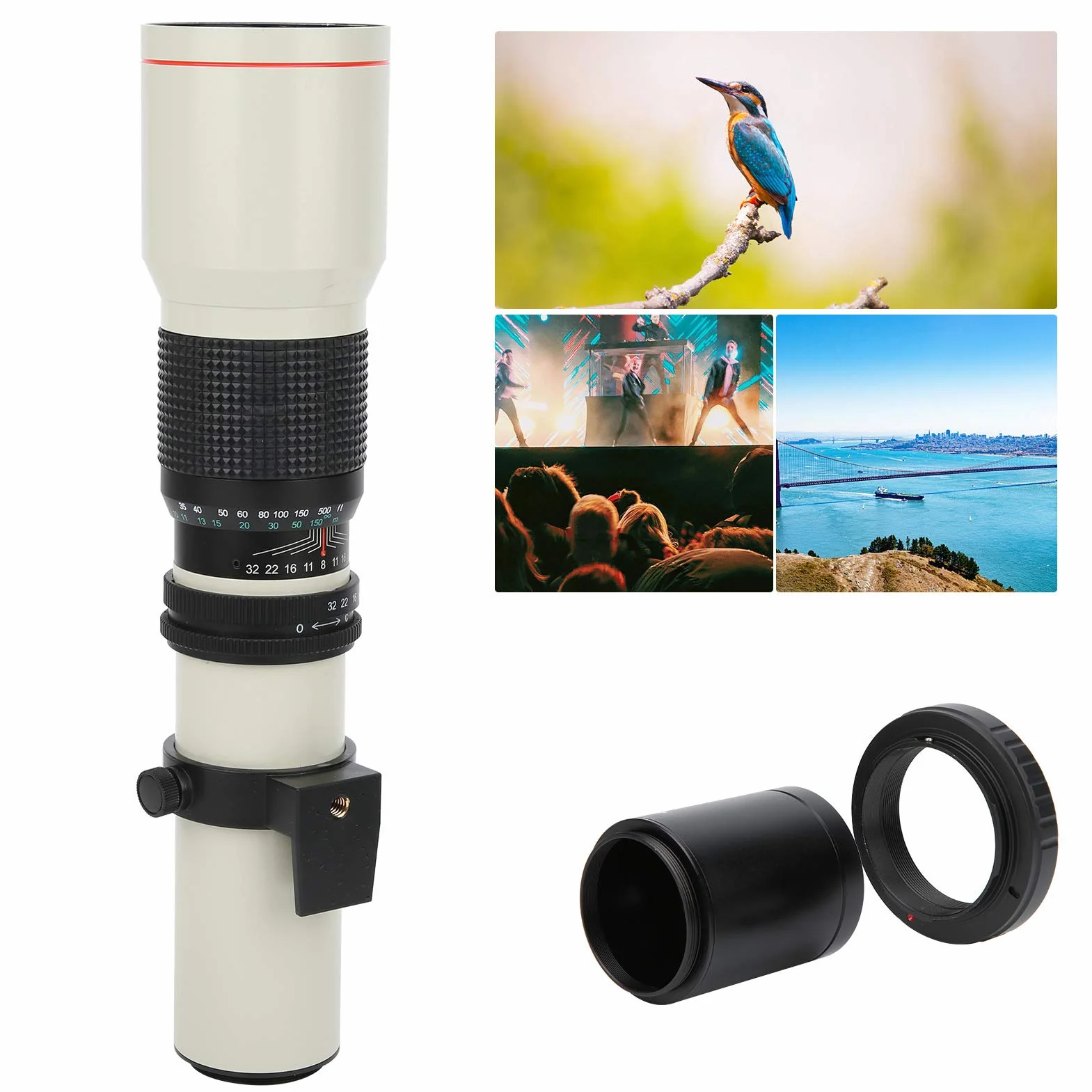 Teleobiektyw 500 mm F8‑F32 z ręcznym ustawianiem ostrości z 2-krotnym telekonwerterem do montażu Olympus OM (biały)