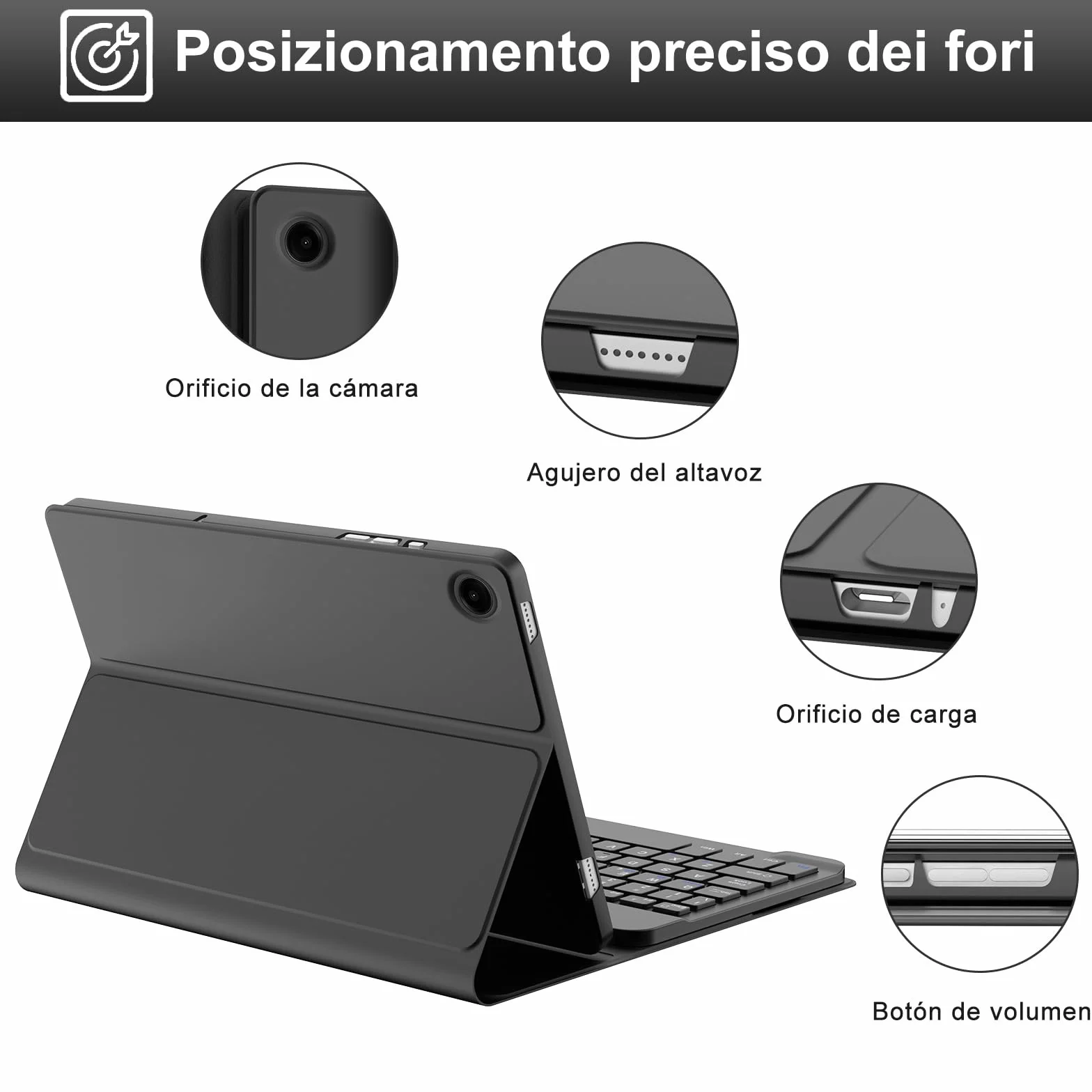 SENGBIRCH Etui na klawiaturę do Samsung Galaxy Tab A9 Plus 11" 2023 - QWERTZ niemiecka klawiatura zdejmowana Bluetooth bezprzewodowa klawiatura do Galaxy Tab A9+ 11'' 2023 (SM-X210/X216/X218), czarne