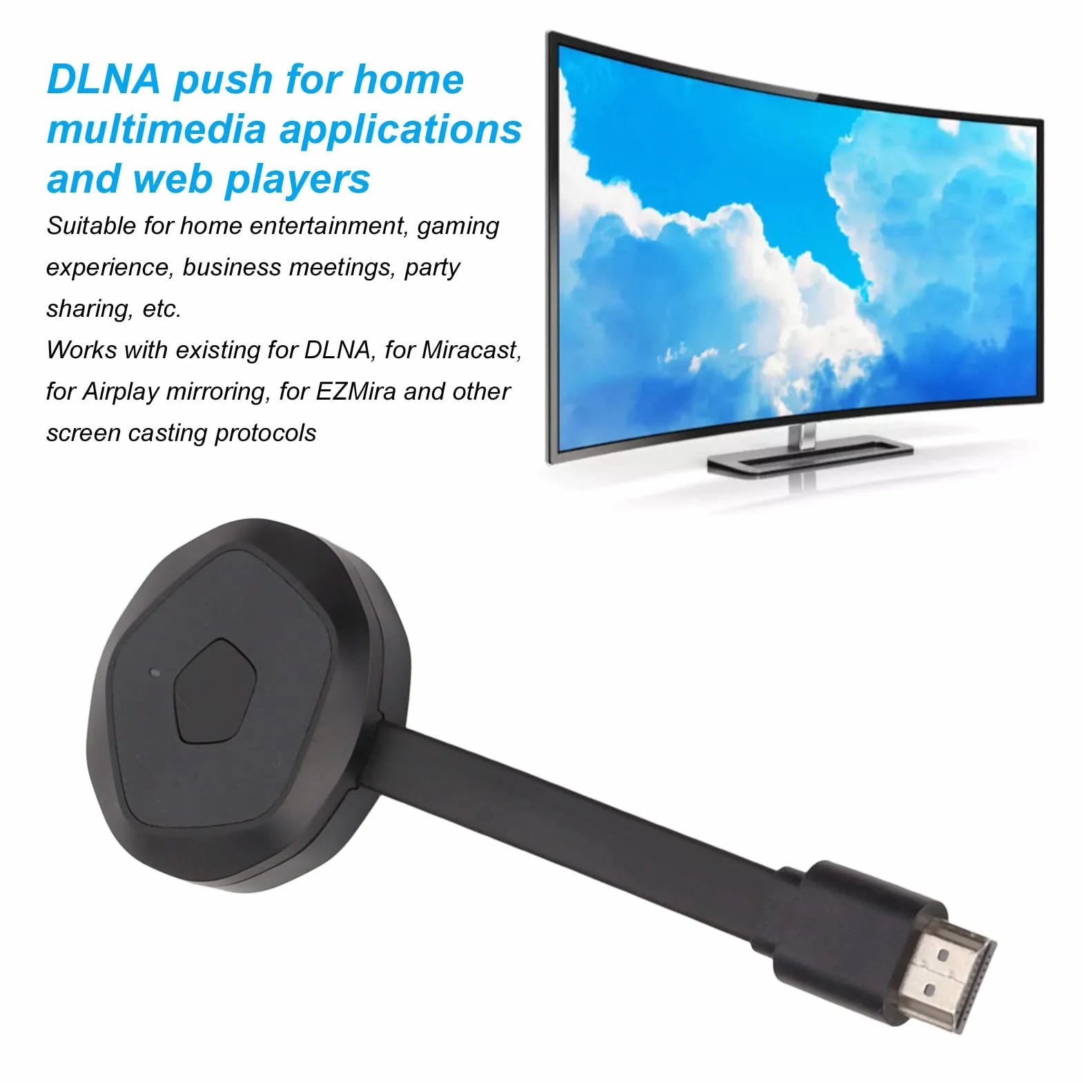 Bezprzewodowy Adapter Wyświetlacza, Odbiornik Wyświetlacza Hd 1080P 2.4G Wifi Do Telefonu/Padu/Tabletów Dublowanie/Przesyłanie Ekranu Do Monitora/Projektora/Telewizora, Używany Do Spotkań/Mowy