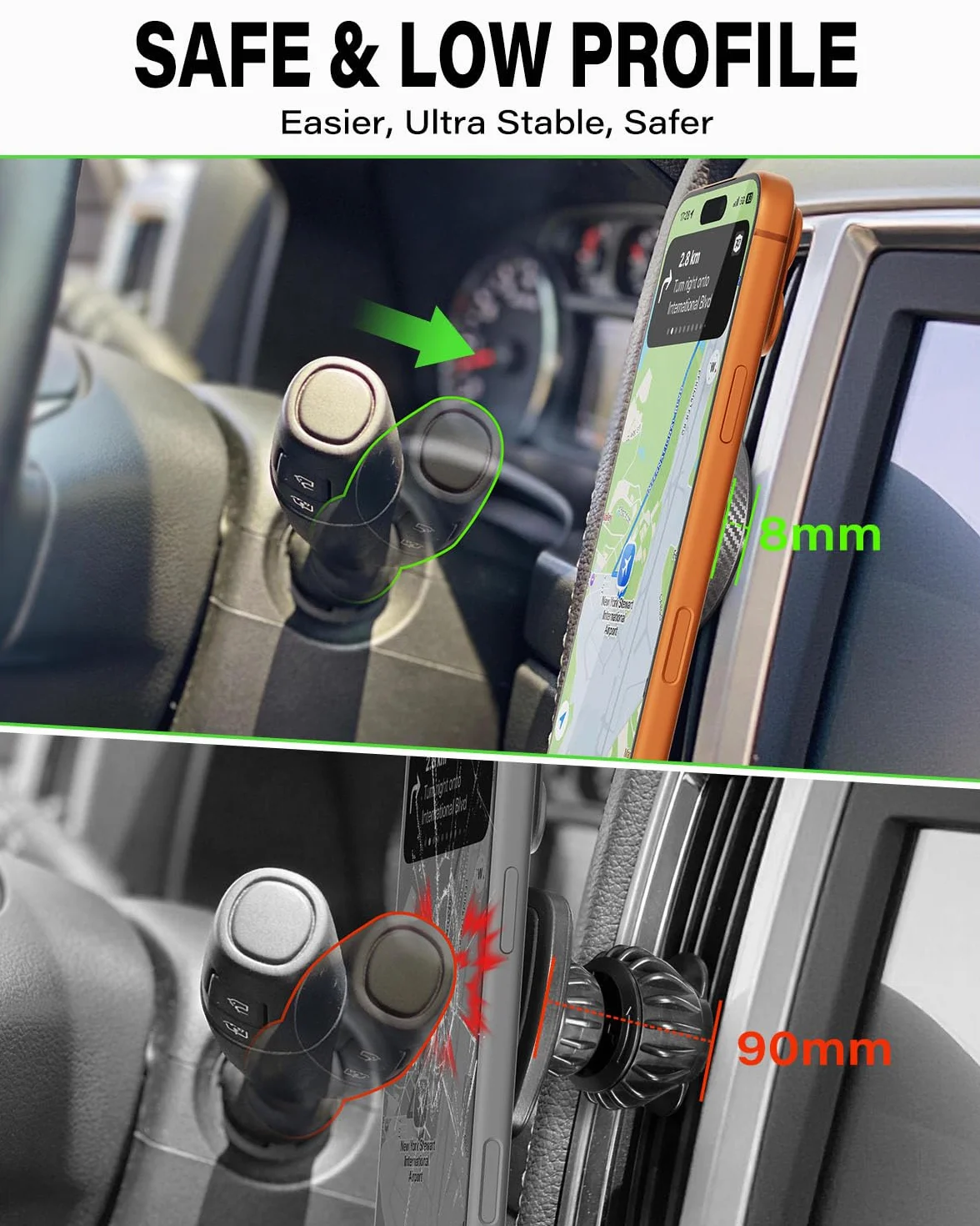 A2C Magsafe uchwyt samochodowy na telefon komórkowy do wentylacji [17*N54 Magnet & Ultra-Stabilny] uniwersalny magnetyczny uchwyt samochodowy do kratki wentylacyjnej, uchwyt samochodowy na telefon