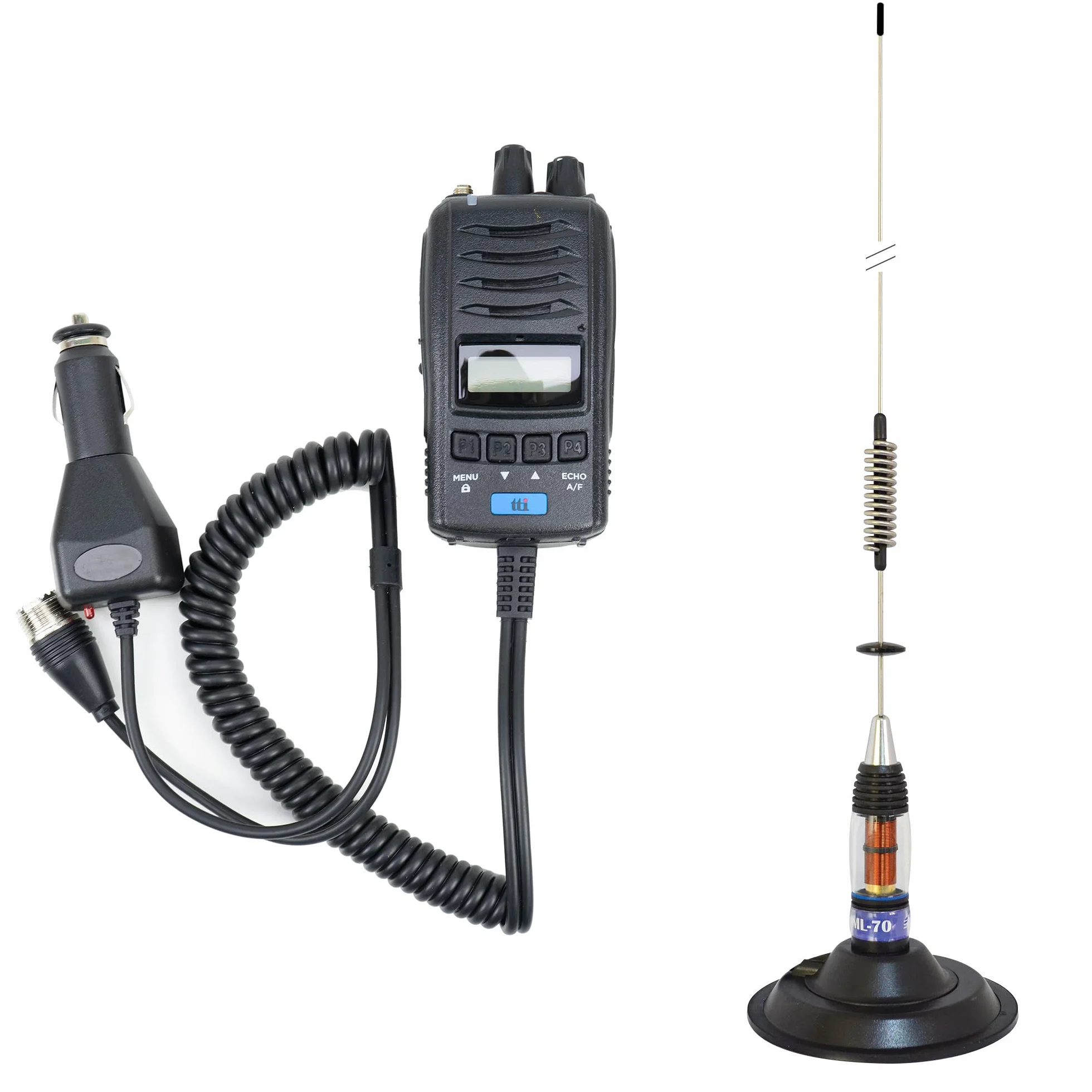 Zestaw stacji radiowych CB TTi TCB-H100 12V/24V, Roger Beep i antena CB PNI ML70 z magnesem w zestawie