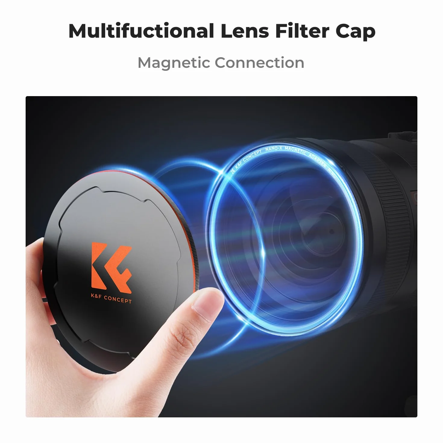 K&F Concept Magnetyczna metalowa osłona obiektywu 2 w 1 z gwintem 86 mm, kompatybilna z obiektywami i filtrami magnetycznymi K&F Concept