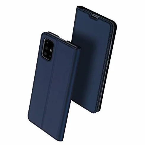 DUX DUCIS Etui do Samsung Galaxy A51, skórzane etui z klapką etui ochronne pokrowiec case z [przegródką na karty] [funkcja stojaka] [zapięcie na magnes] do Samsung Galaxy A51 (granatowy niebieski)