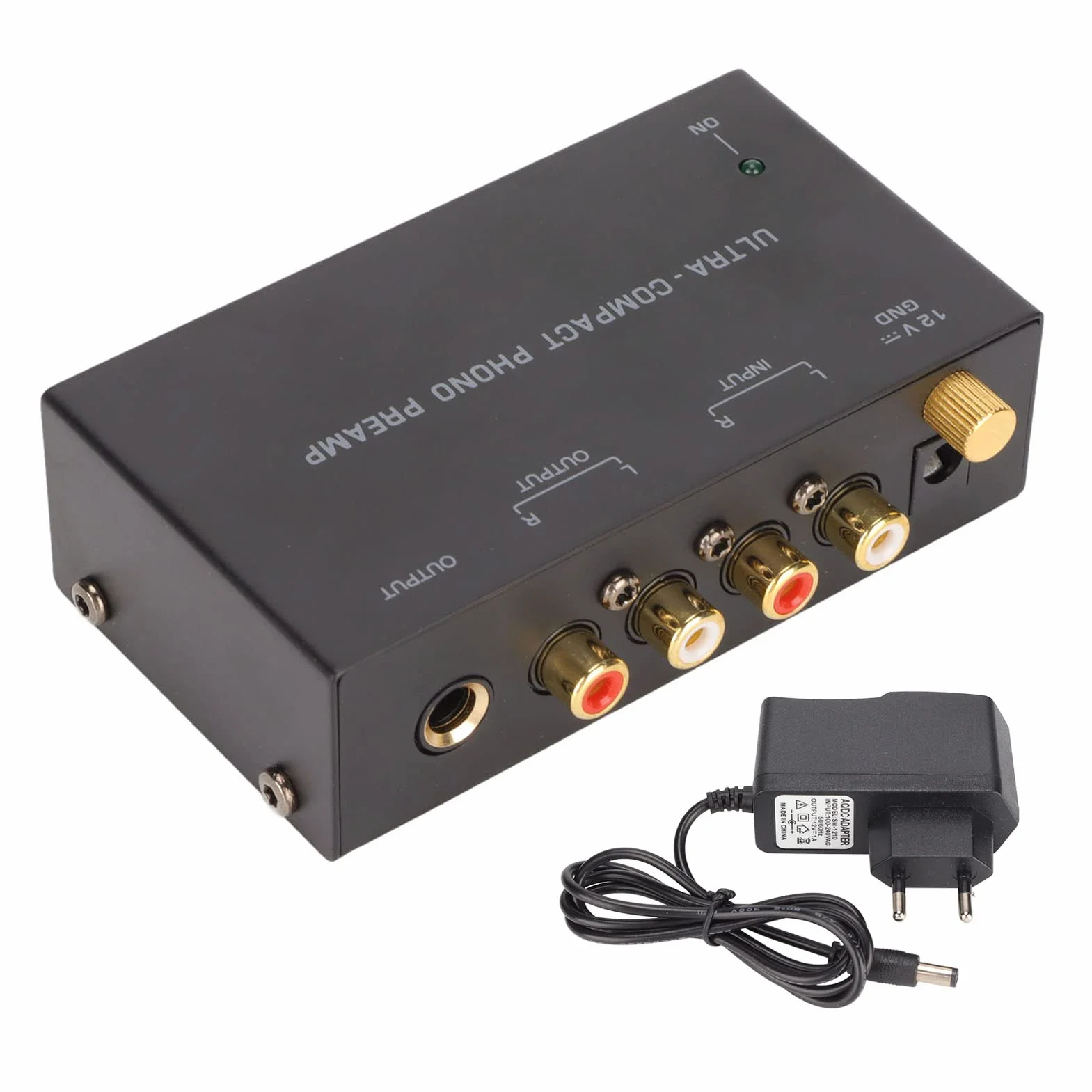 Phono przedwzmacniacz do gramofonu, PP400 Phono wzmacniacz do gramofonu z niezależnym sterowaniem przyciskiem Phono Preamp, wejście i wyjście audio stereo (wtyczka EU)