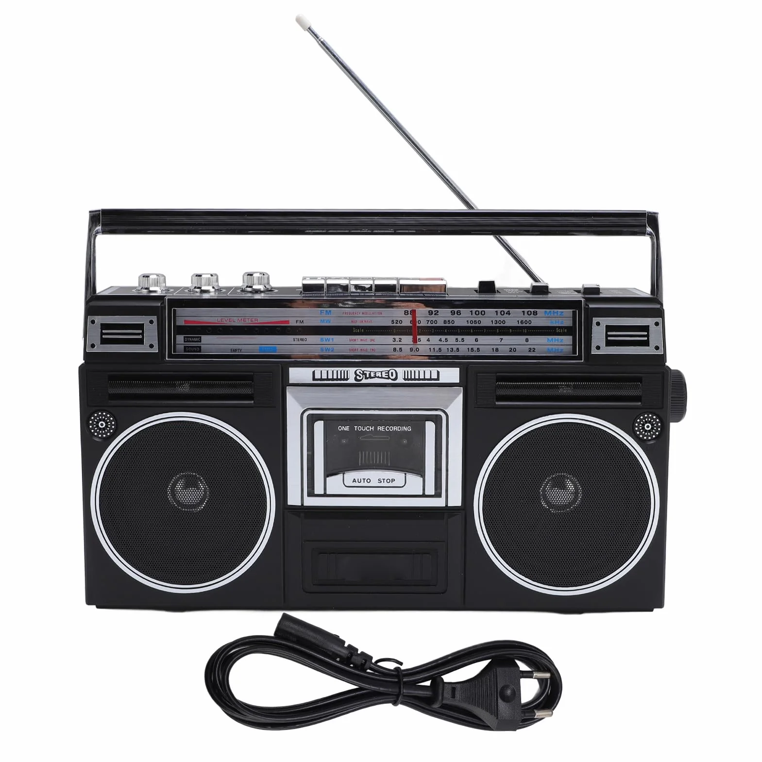 Bluetooth Cassette Player z 4 -zespołowym Radiem - Zabytkowe talię Taśmy z Odtwarzaniem USB/SD, Przenośne Przenośne Odtwarzacze w Stylu Retro, dla (wtyczka UE) (wtyczka UE)