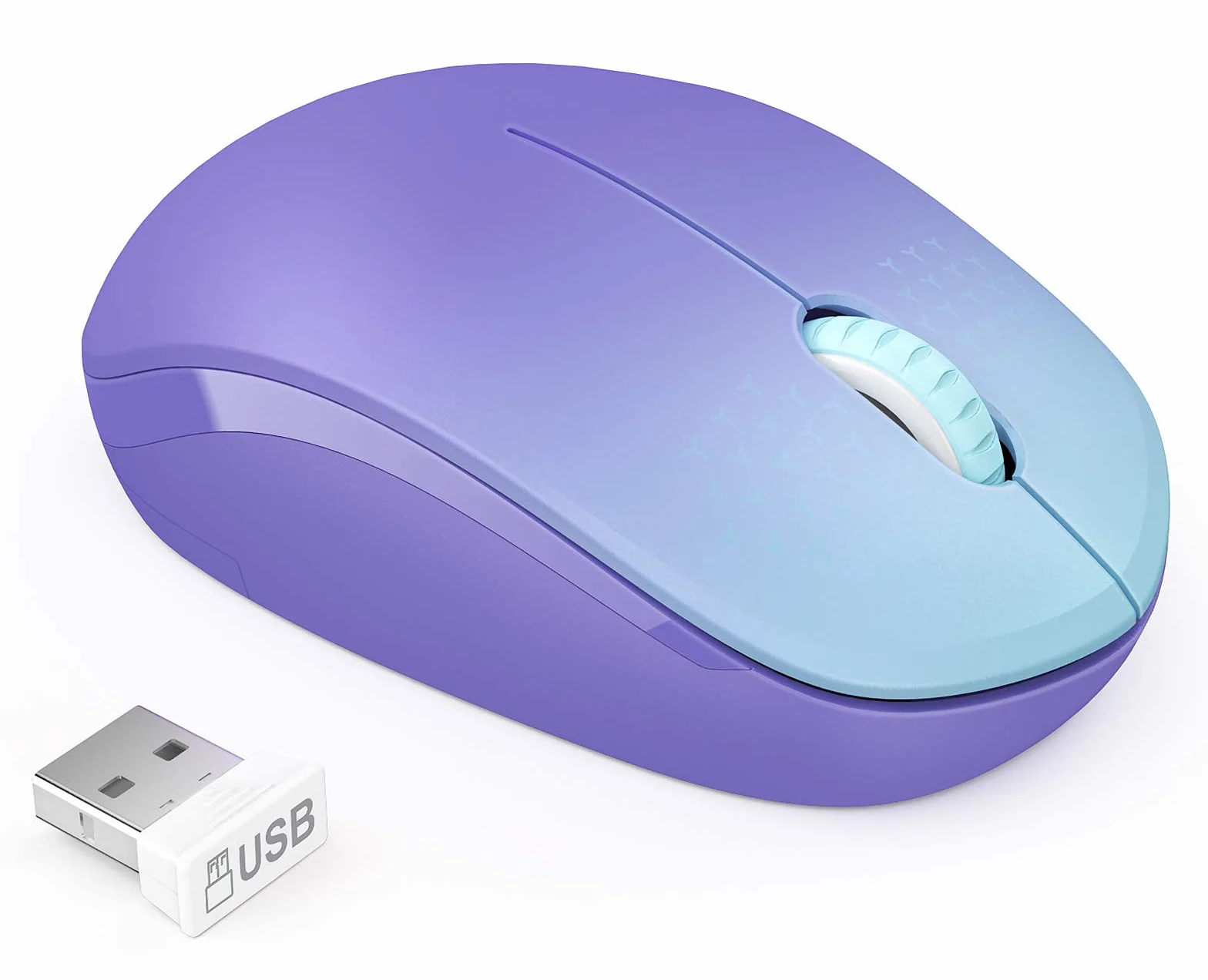 seenda Bezprzewodowa mysz, bezgłośna mysz 2,4 G, z odbiornikiem USB, przenośna mysz komputerowa do komputera, tabletu, laptopa, notebooka, Chromebooka, gradientowa fioletowa