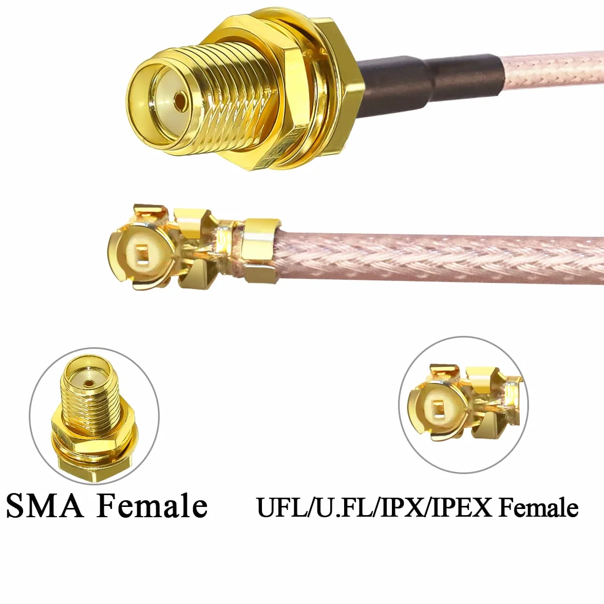 TUOLNK IPX do SMA kabel SMA żeński do U.FL IPX IPEX RG178 kabel koncentryczny do modułu GPS Mini PCI UFL do SMA kabel przedłużający anteny Wi-Fi 4 cale (10 cm) 5 szt