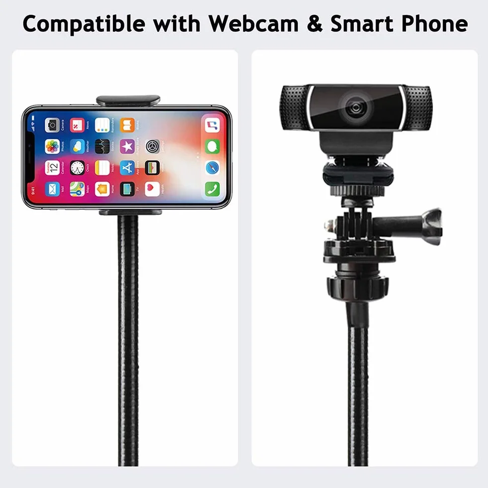 Stojak na telefon z uniwersalną śrubą 1/10.2 cm, klips do leniwego wspornika, elastyczny zacisk 360°, do telefonu i kamery internetowej