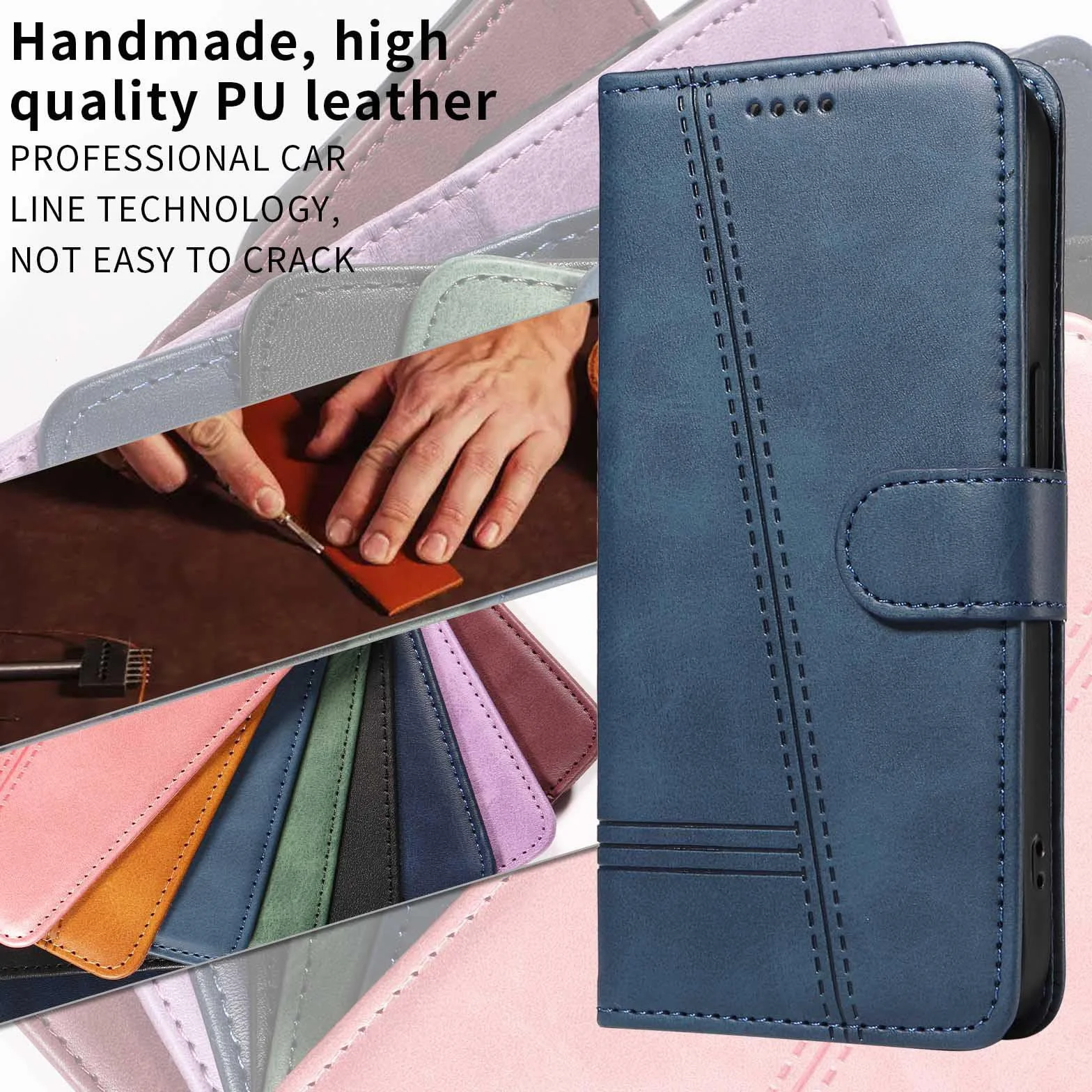 Etui z klapką do telefonu Samsung Galaxy S25 Ultra/S25 Plus/S25, skórzane etui portfelowe na telefon z stojakiem na karty, etui foliowe, odporne na wstrząsy, tworzywo TPU wewnątrz, niebieskie,