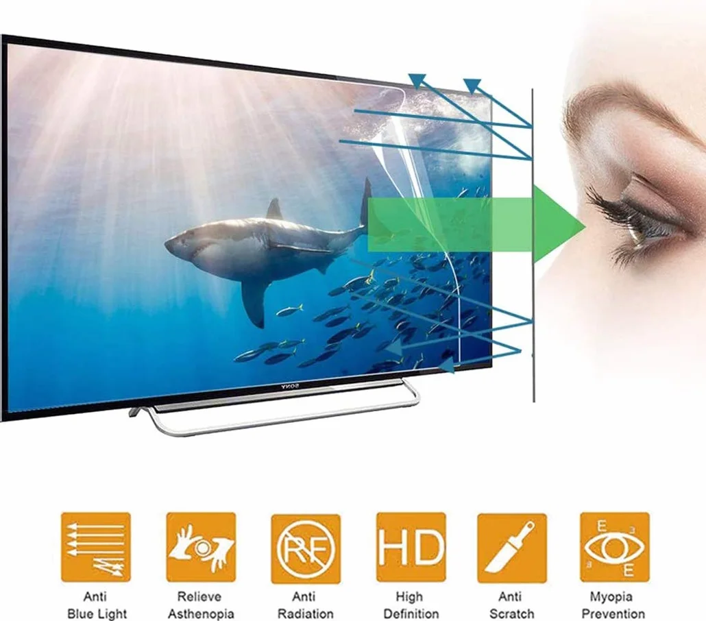 43-calowy ochraniacz ekranu TV filtr przeciwodblaskowy, powłoka przeciwodblaskowa łagodzi zmęczenie oczu, folia ochronna do monitora komputera stacjonarnego do LCD, LED, OLED i QLED HDTV