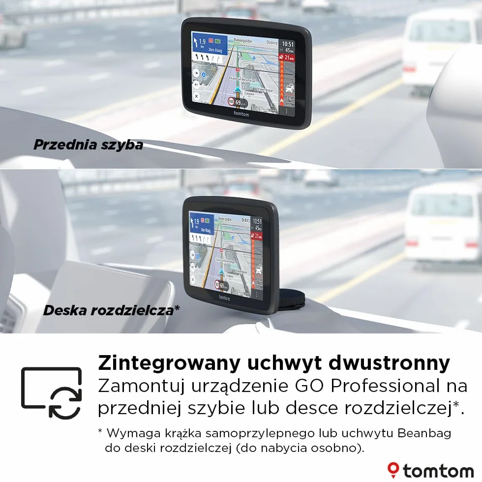 TomTom Nawigacja dla ciężarówek GO Professional 2 generacji (z ekranem 6 cali, mapami Europy i aktualnymi informacjami o korkach dla ciężarówek, samochodów dostawczych, autobusów i dużych pojazdów)