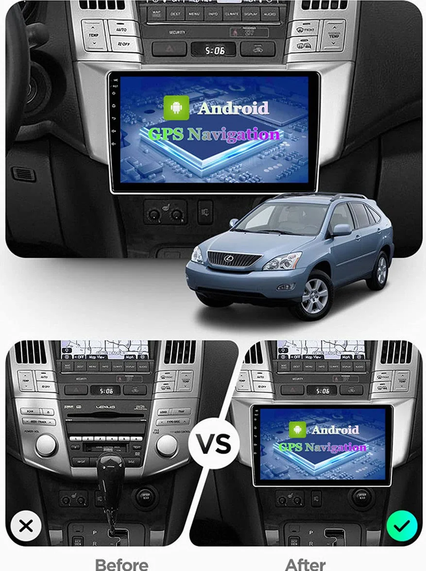 System nawigacji GPS z aktualizacją mapy samochodowej GPS Navigator 4G RAM + 64G ROM ROM Sprzęt GPS, dla Lexus RX300 RX330 RX350, obsługa 3G / 4GWiFi