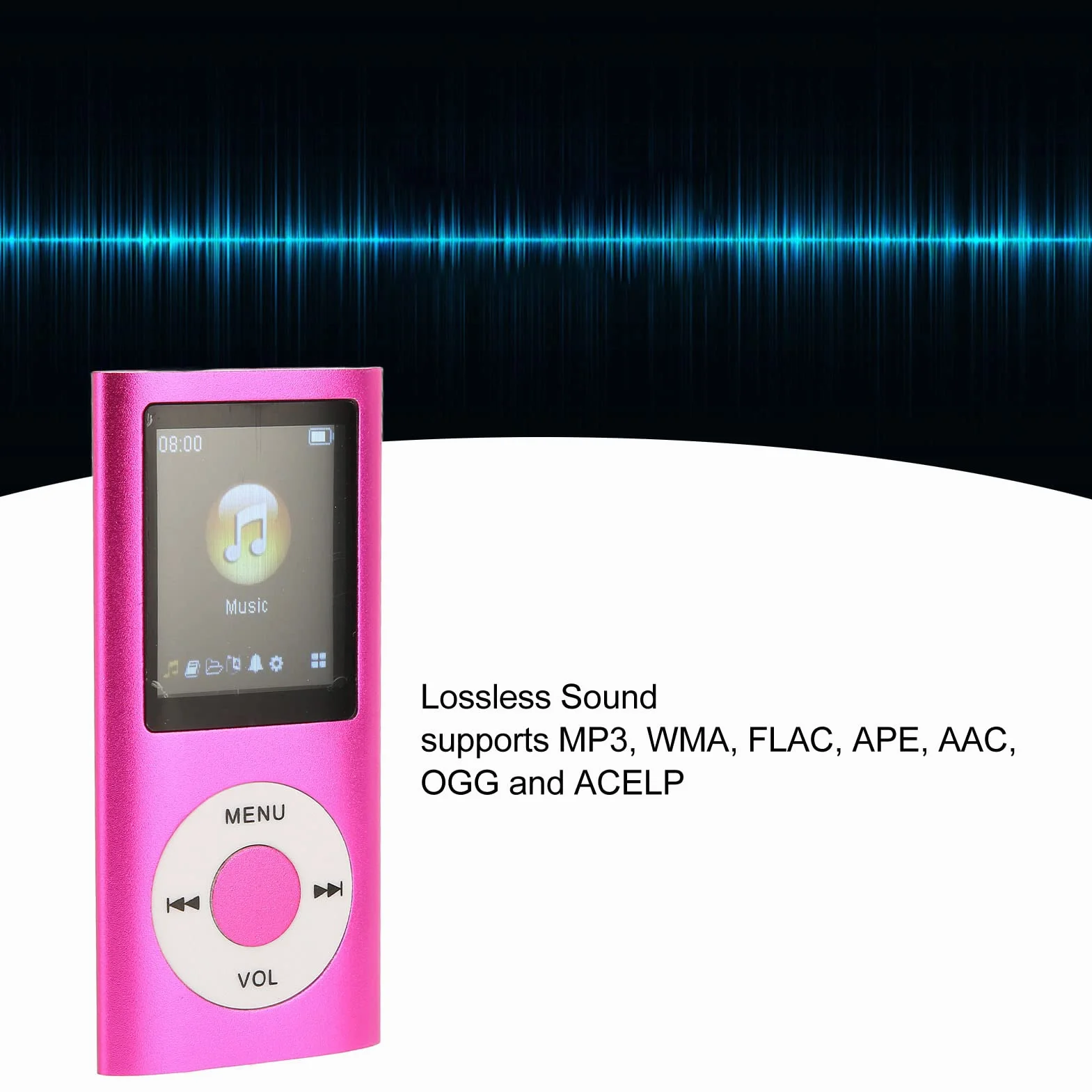 Odtwarzacz MP3 Bluetooth 64GB 1,8 Cala LCD Cyfrowy Odtwarzacz Muzyczny ze Słuchawkami Radiem FM Dyktafonem Ebookiem