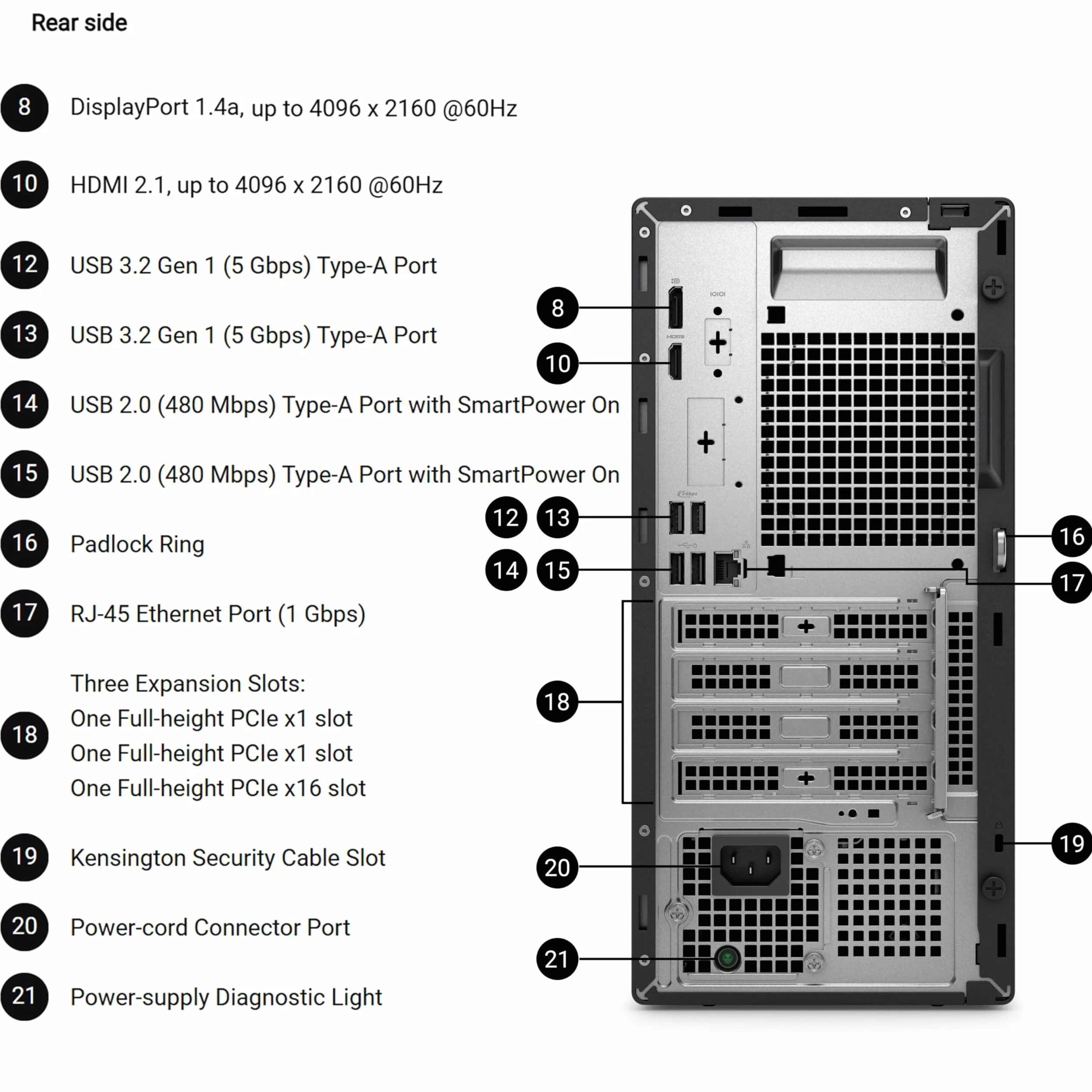 Dell Komputer stacjonarny Tower Business, Intel Quad-Core i3-10100, 2 GB DDR4 RAM, 512 GB PCIe SSD, Windows 11 Pro