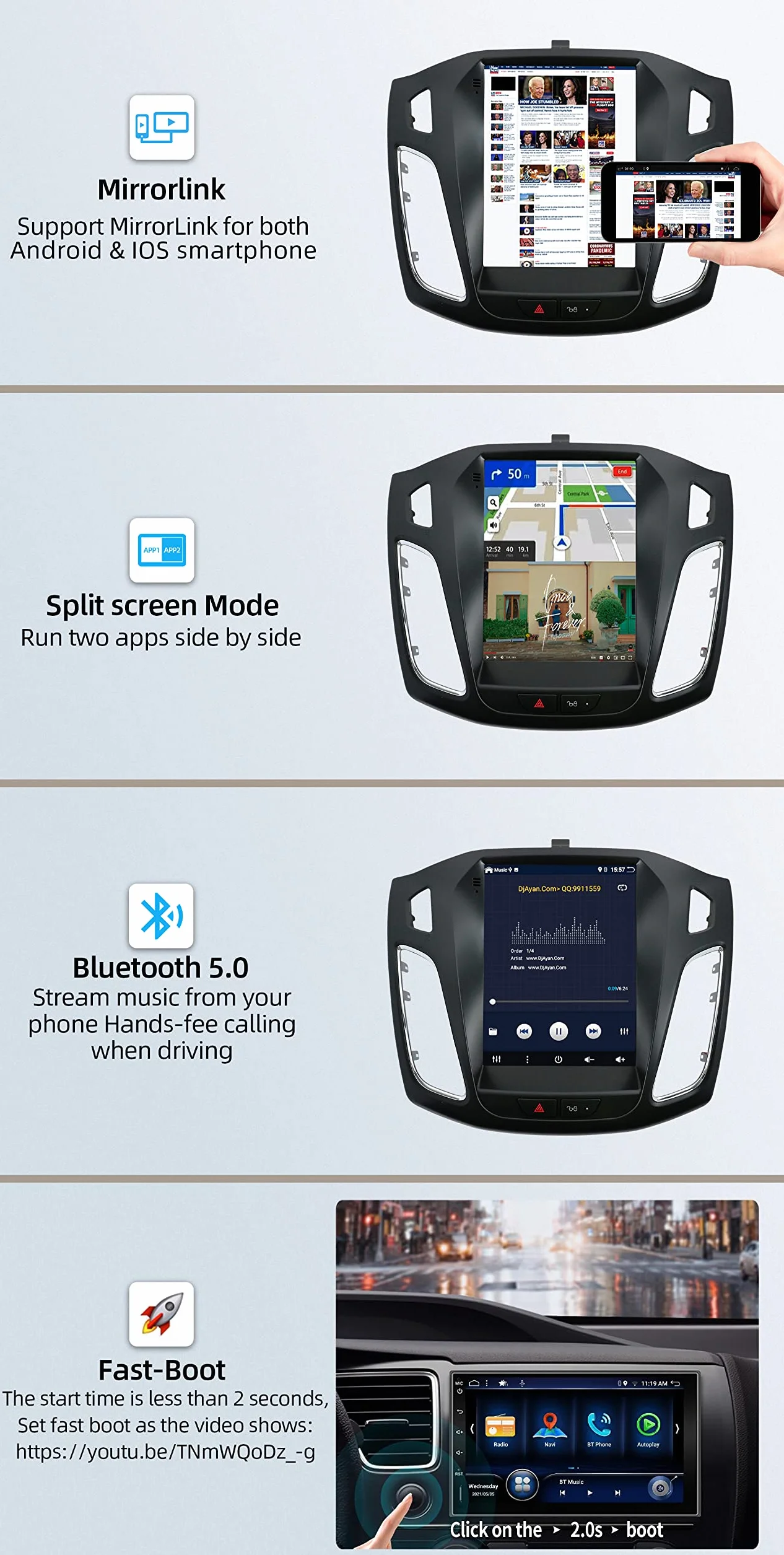 6G+128G Octa-Core | Radio samochodowe Android 15 dla Forda Focus MK3 (2012-2017) - Radio GPS z nawigacją - bezprzewodowe CarPlay i Android Auto - IPS 9,7 cala 2 Din - DSP, sterowanie na