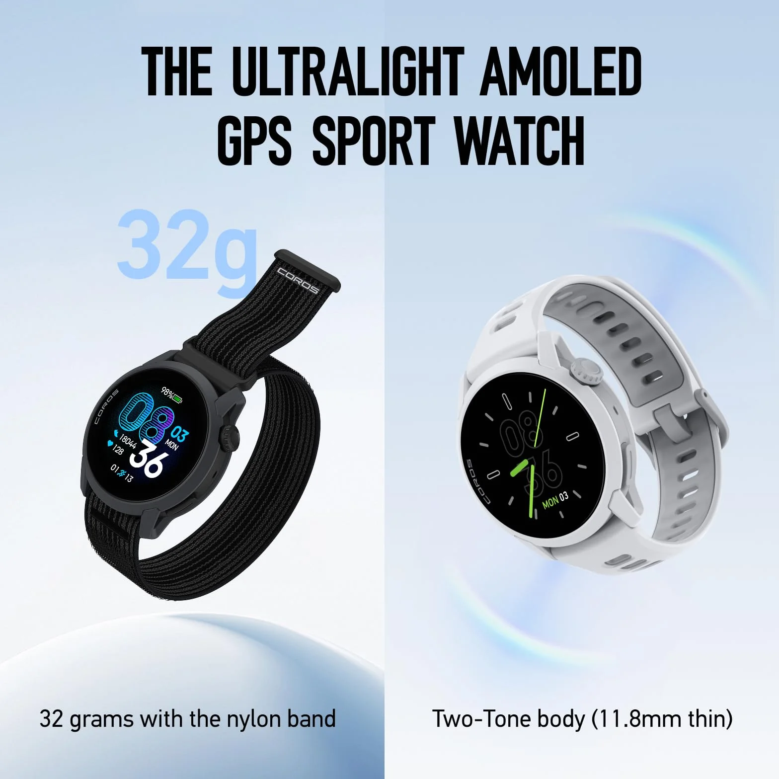COROS PACE 4 Ultralekki sportowy zegarek GPS do biegania - biały nylon, standardowy | 19 dni codziennego użytku, sterowanie głosowe, zaawansowane narzędzia treningowe, dokładny GPS, pulsometr nawigacji
