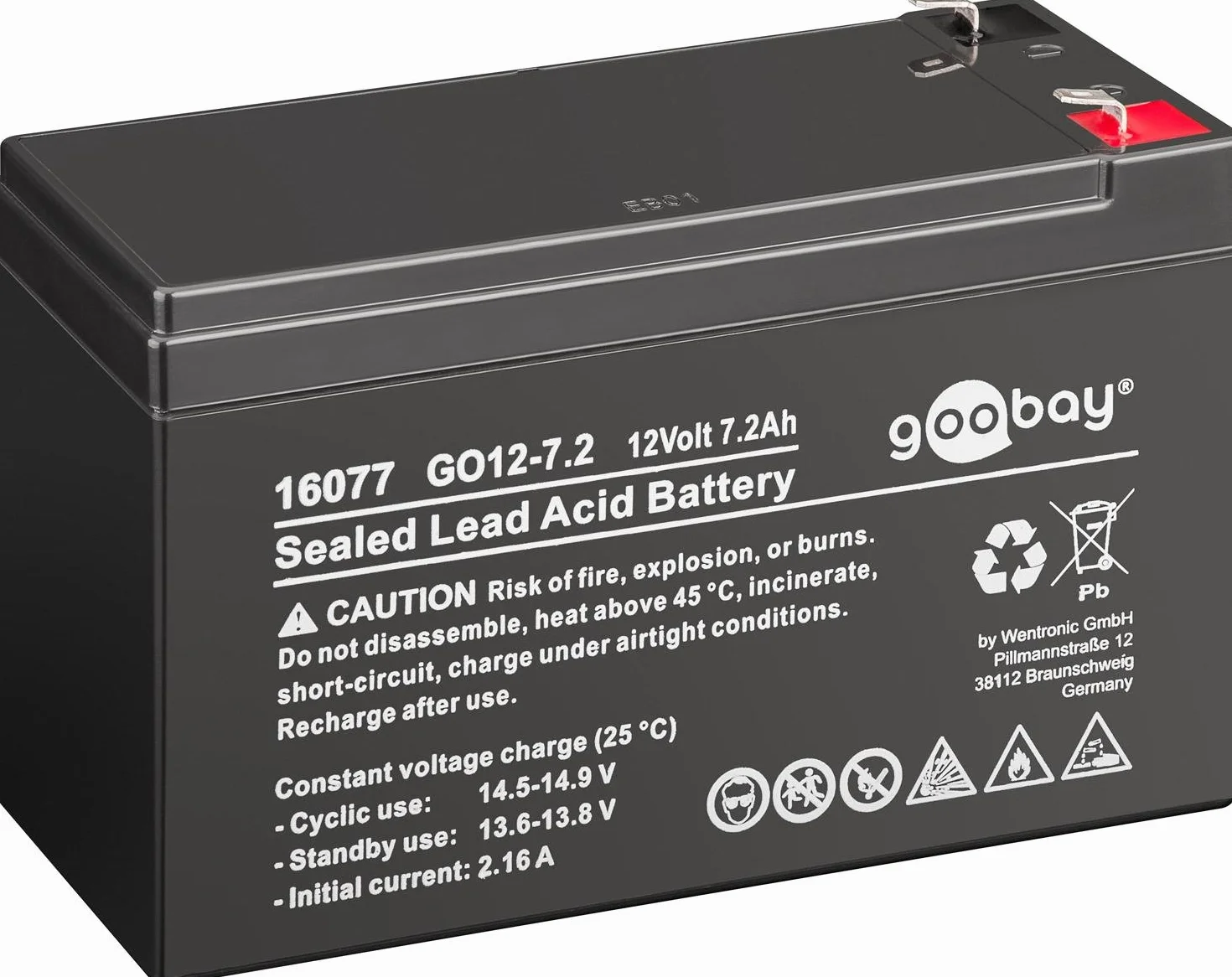 Goobay 16077 bateria, 7200 mAh, 12 V, czarna