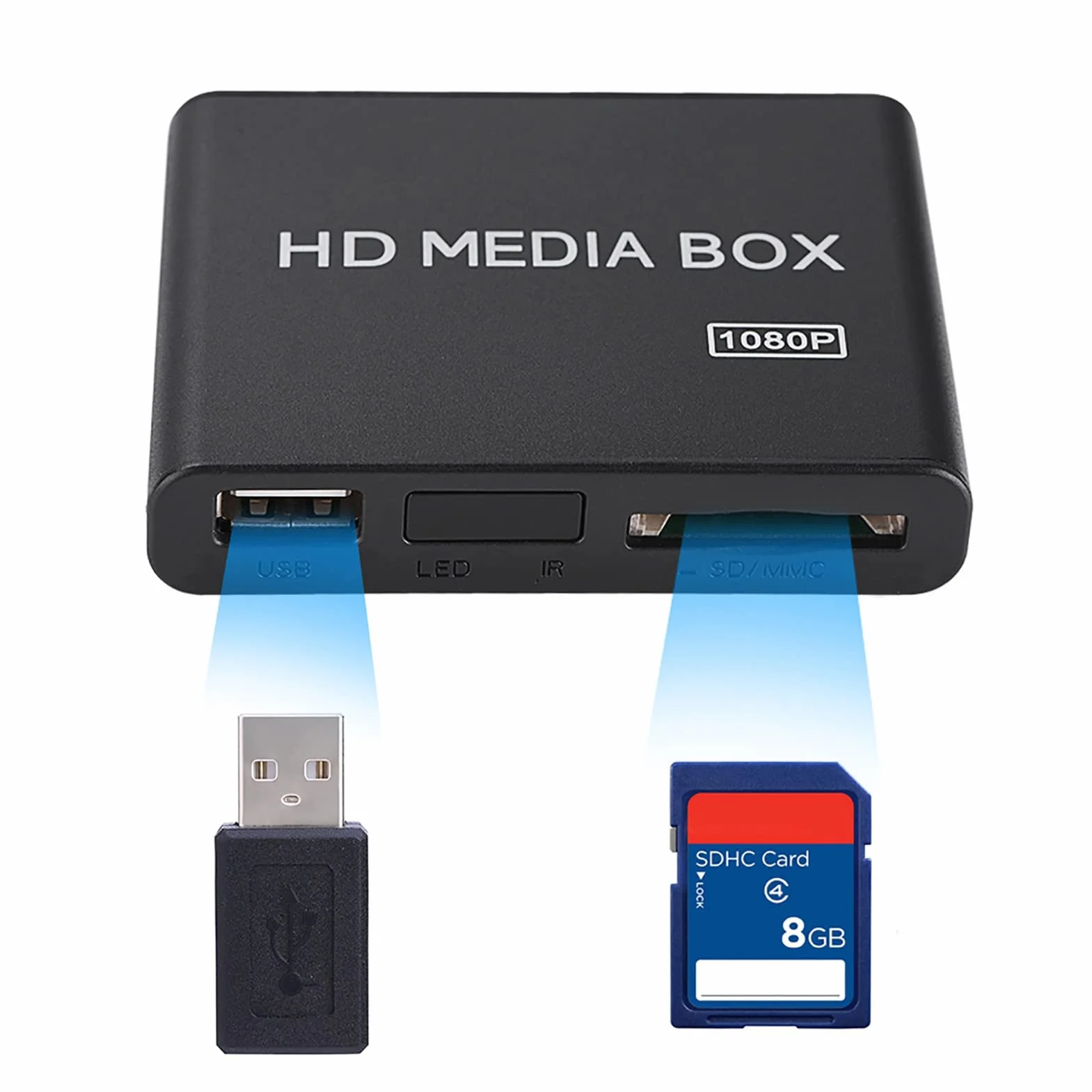 Odtwarzacz Multimedialny Full HD Mini Box 1080P Obsługa USB MMC RMVB MP3 AVI MKV, Mały Rozmiar, Bogaty Interfejs Wyjściowy Wideo, Piękny Wygląd, Obsługa Wielu Formatów HD