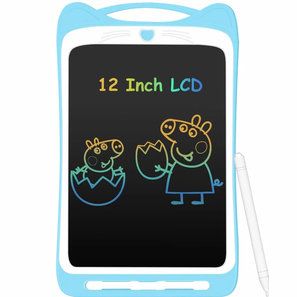 AGPTEK Kolorowy tablet do pisania dla dzieci LCD 12 cali, elektroniczna tablica do rysowania, cyfrowa tablica graficzna z przyciskiem blokady, prezenty urodzinowe dla dzieci, niebieski